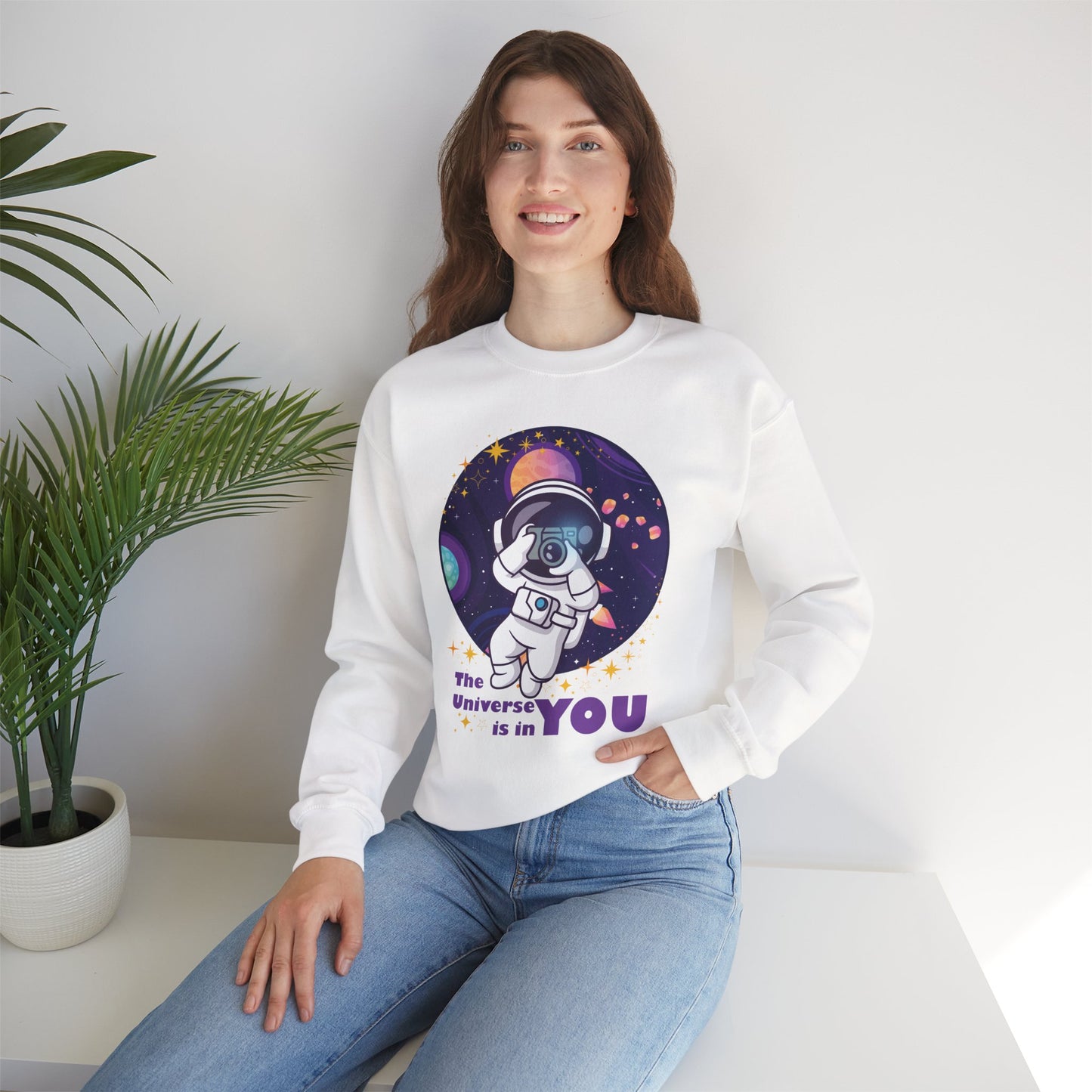 🌌"The Universe Is In YOU" Cosmic Camera📷 Crewneck Sweatshirt