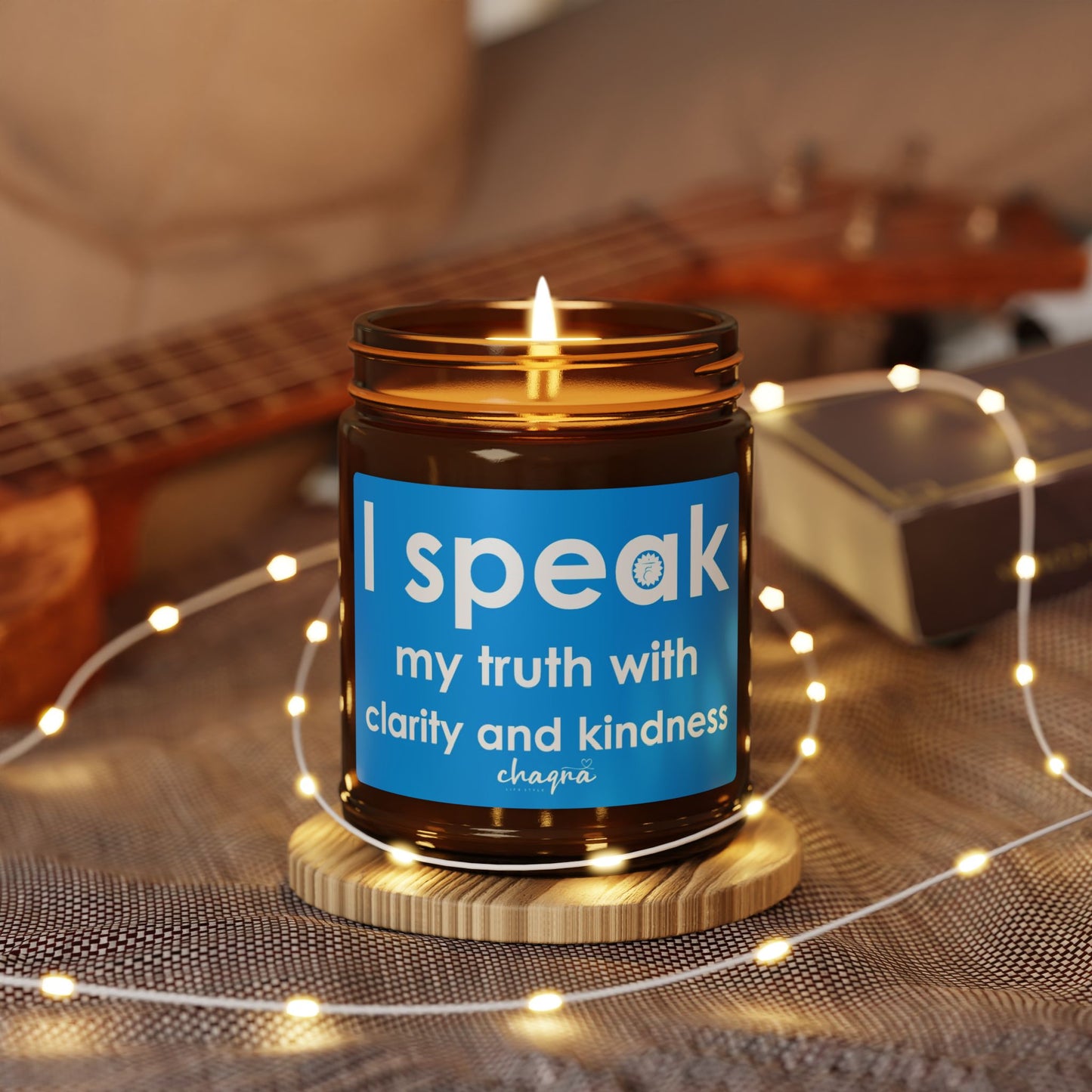 THROAT CHAQRA Affirmation Candle 9oz. - "I speak my truth with clarity and kindness" - Scented Soy Candle
