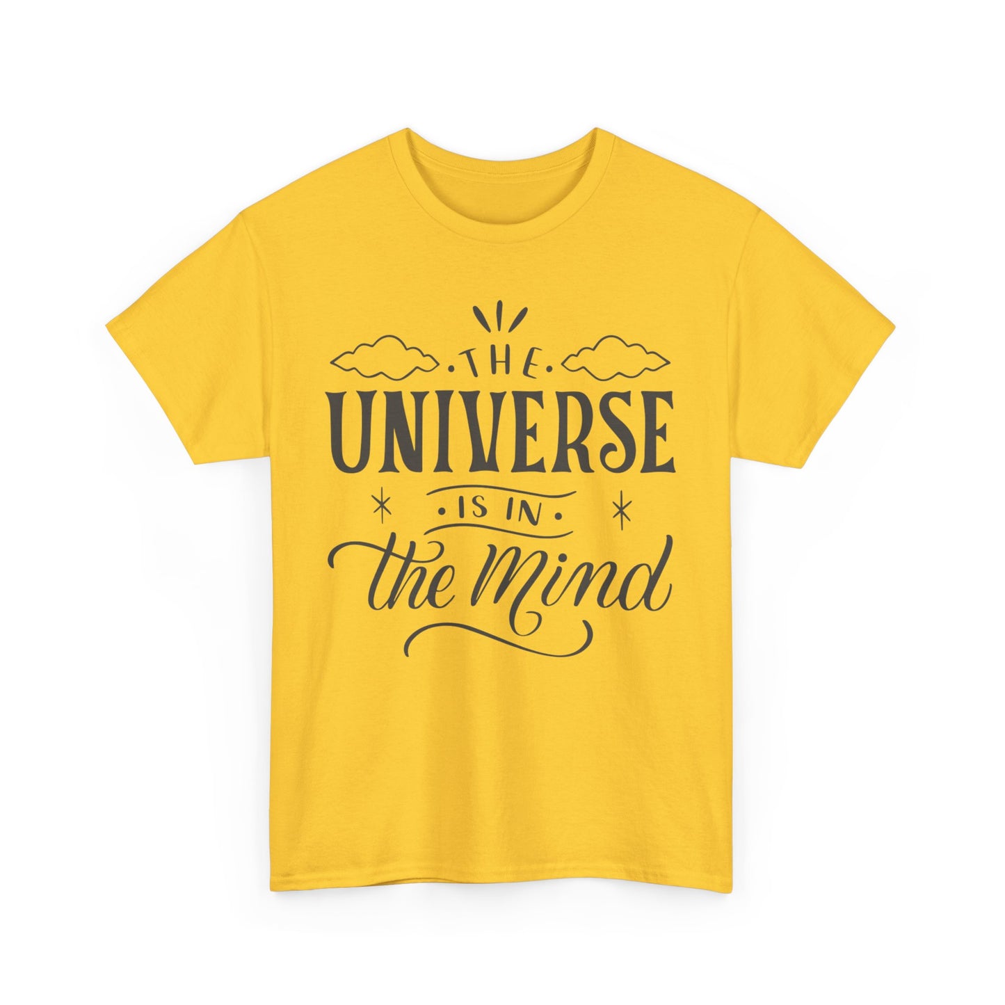 “The Universe Is in the Mind” Cosmic Quote Heavy Cotton Tee
