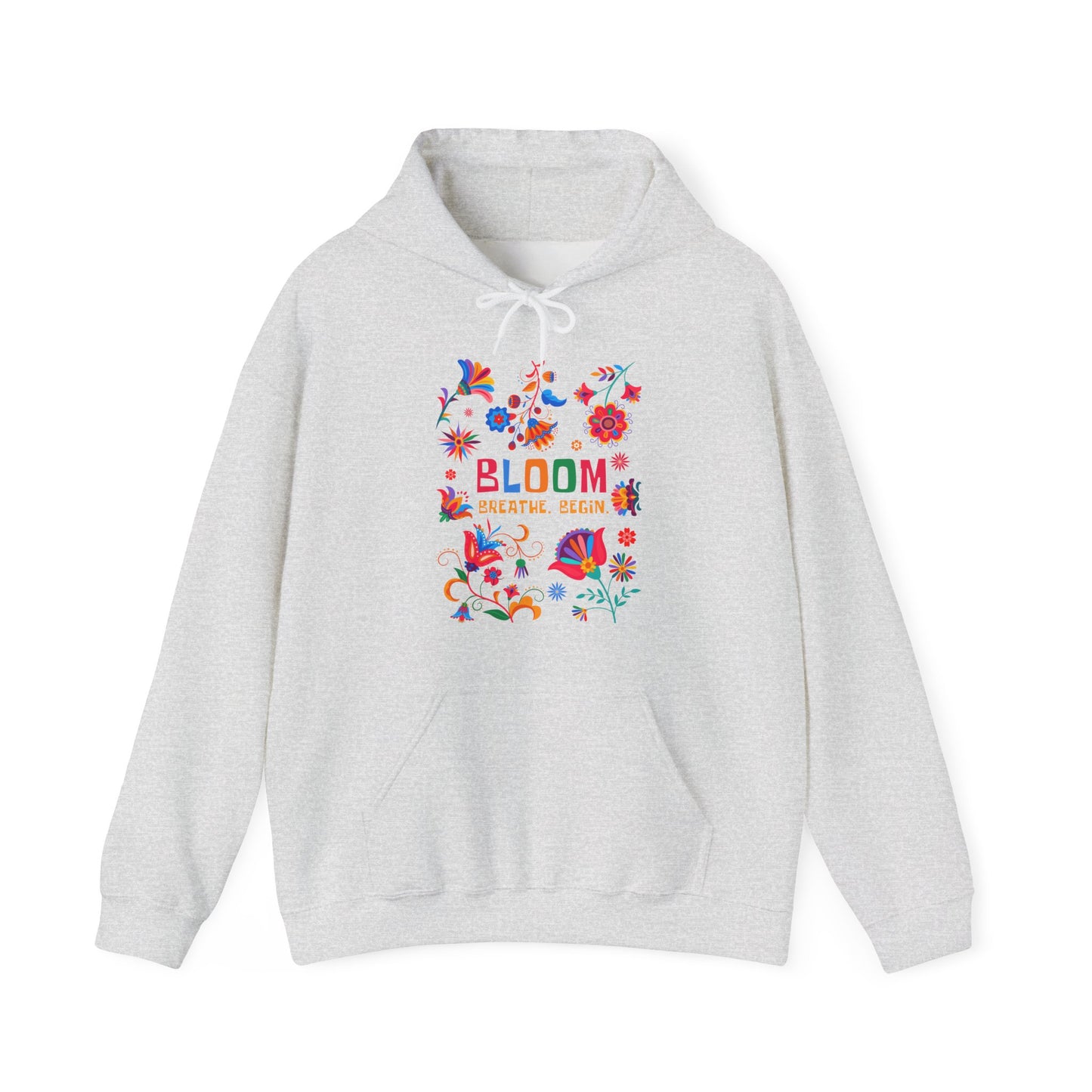 🌸✨Bloom. Breathe. Begin. – Vibrant Folk Floral Unisex Hoodie🌞🌿