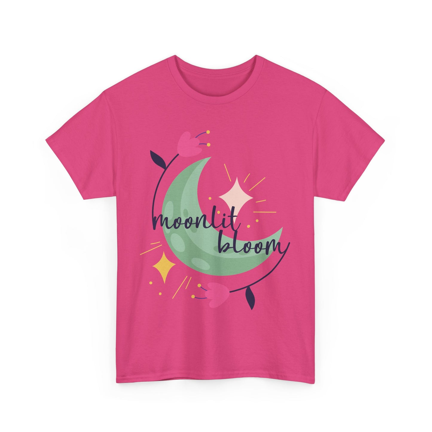 🌙Moonlit Bloom Heavy Cotton Tee - Where Magic and Growth Meet