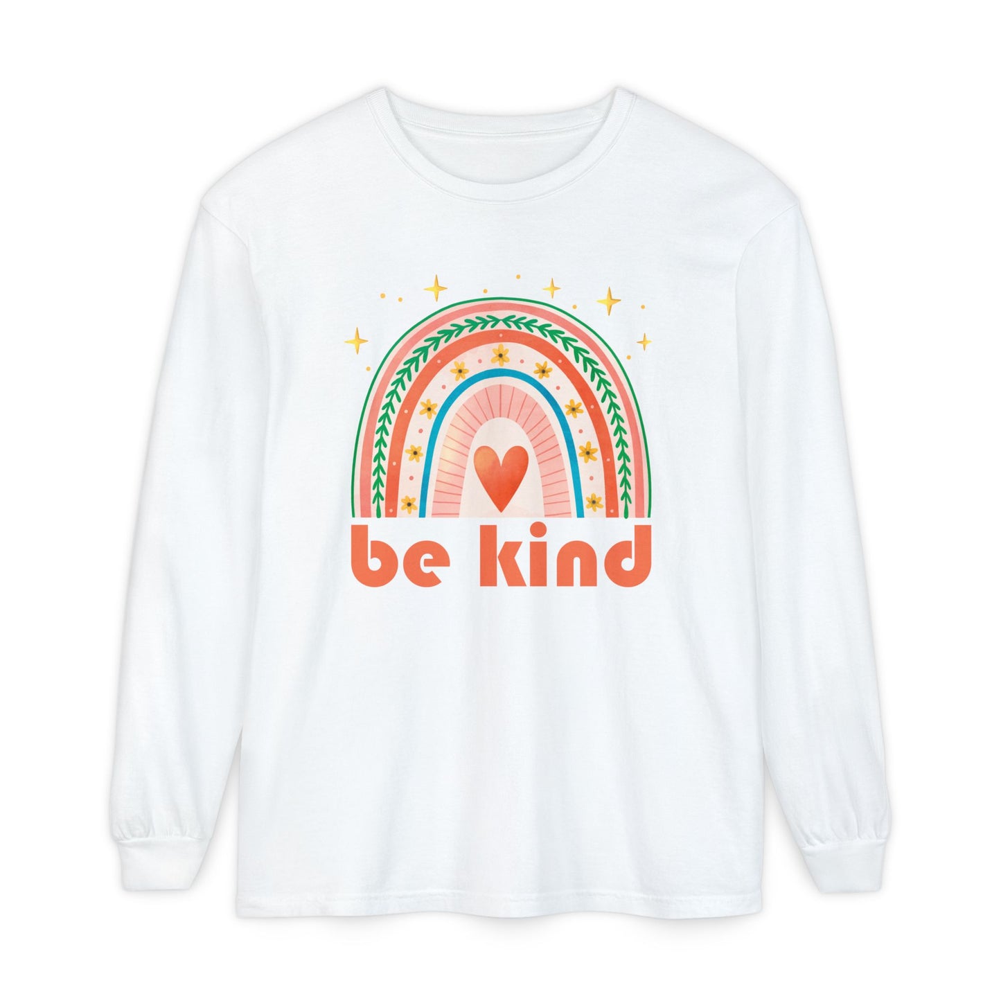 🌈Be Kind - Boho Rainbow Long Sleeve Tee