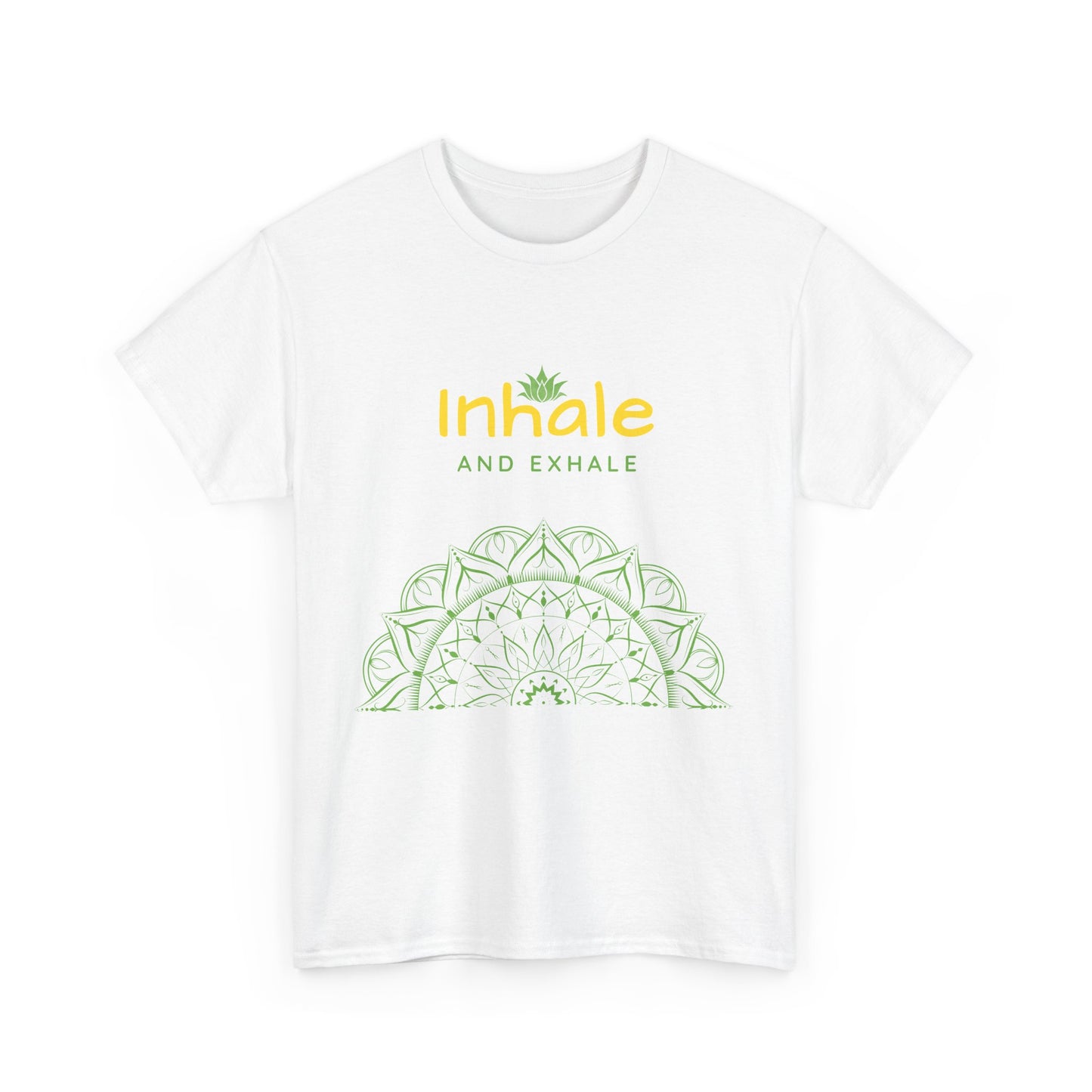 Inhale Exhale Mandala Heavy Cotton Tee - Breathe In Peace, Breathe Out Stress