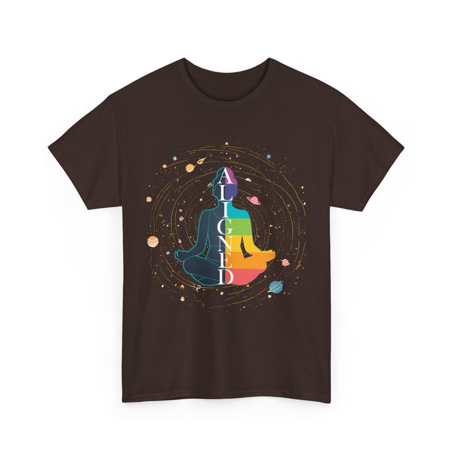 “Aligned” Chakra & Cosmos Heavy Cotton Tee - Balance, Energy & Inner Peace