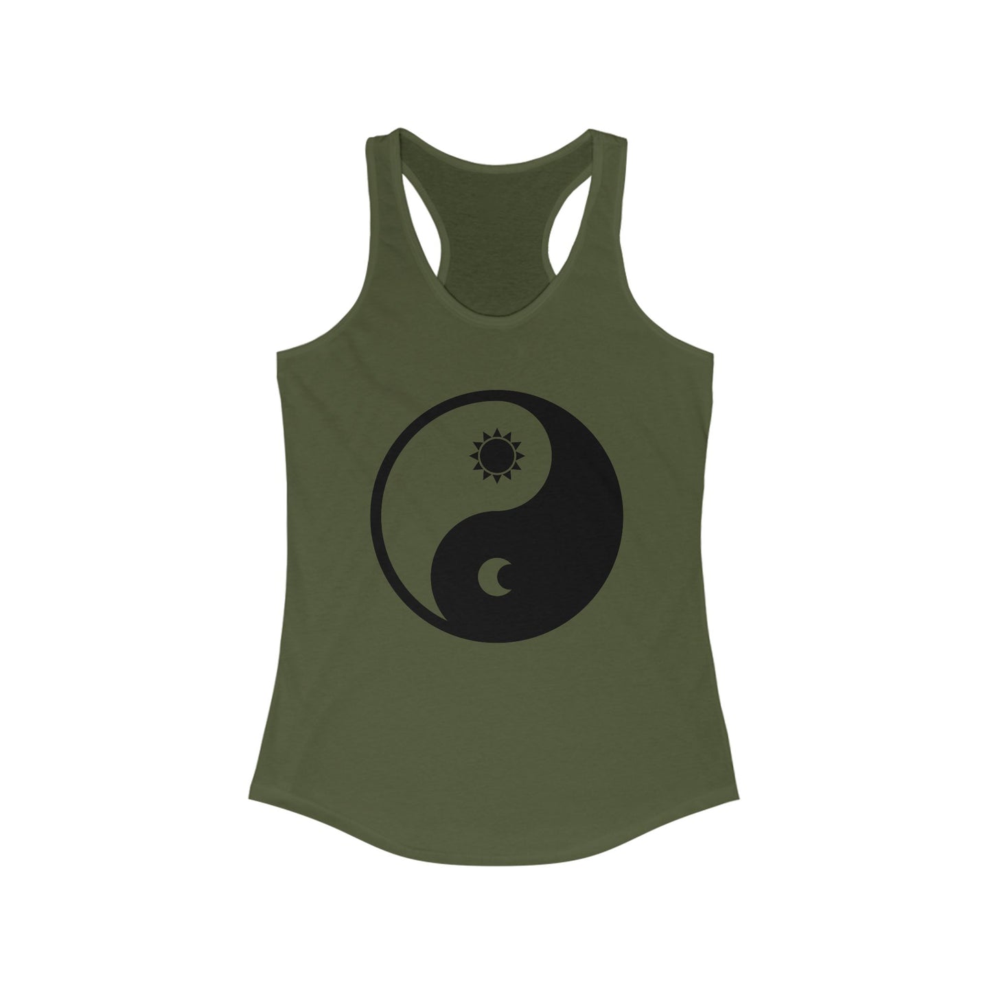 Balance in Motion Racerback Tank – Yin & Yang Sun & Moon Design