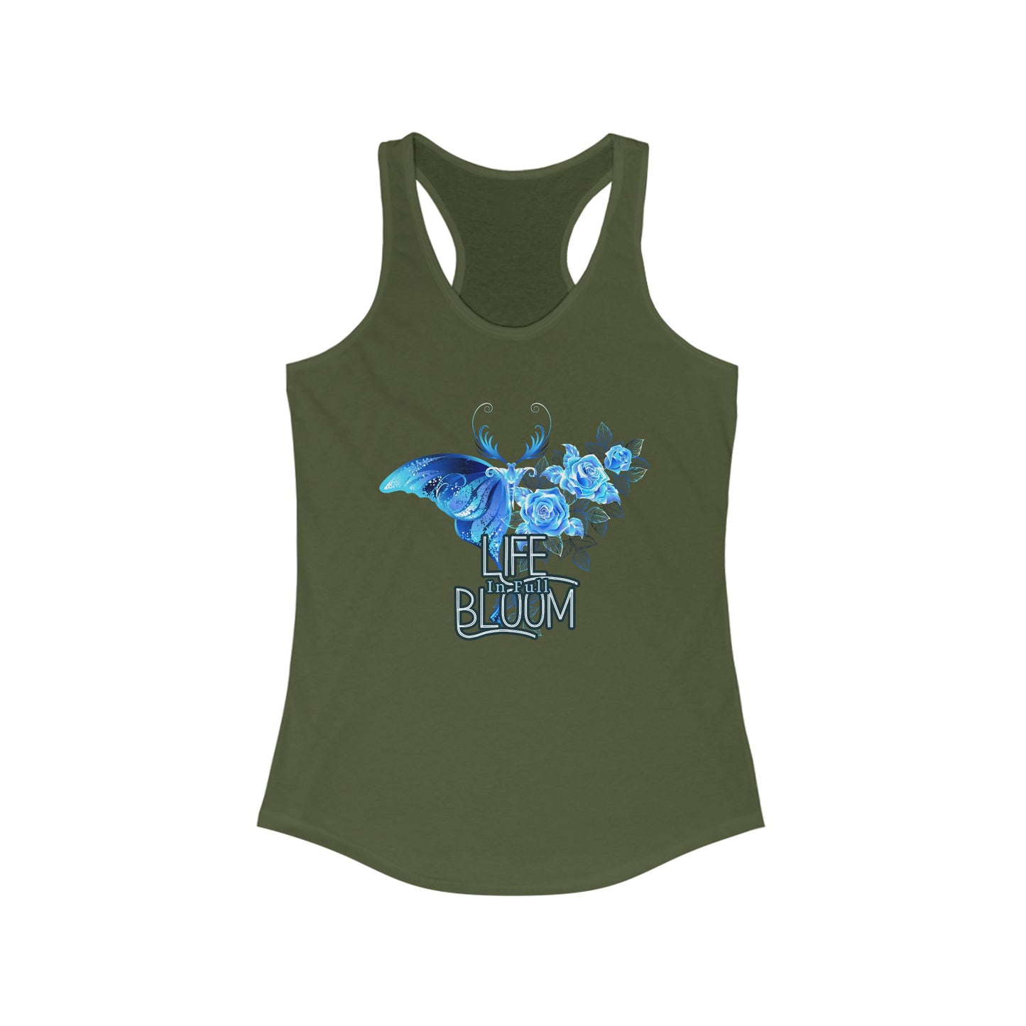 "Life in Full Bloom" Racerback Tank – Butterfly & Floral Wing Design