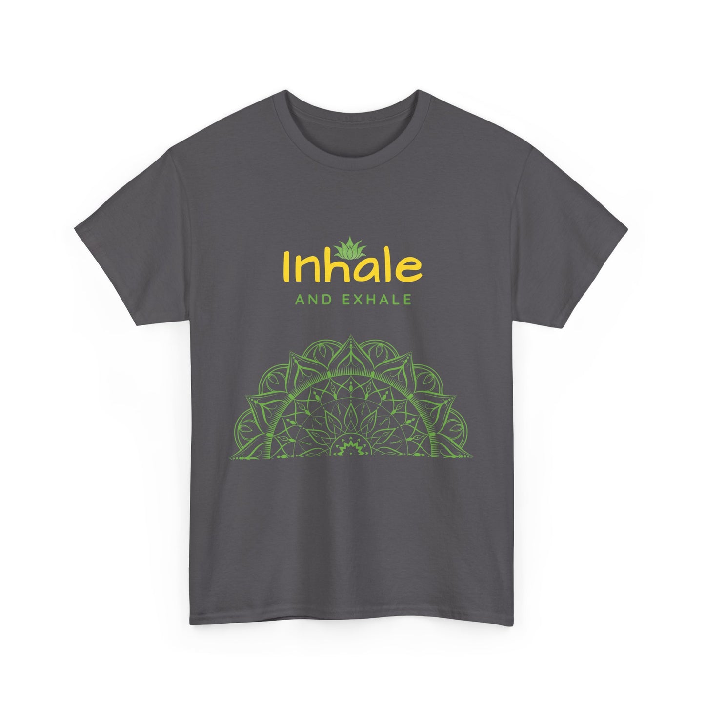 Inhale Exhale Mandala Heavy Cotton Tee - Breathe In Peace, Breathe Out Stress