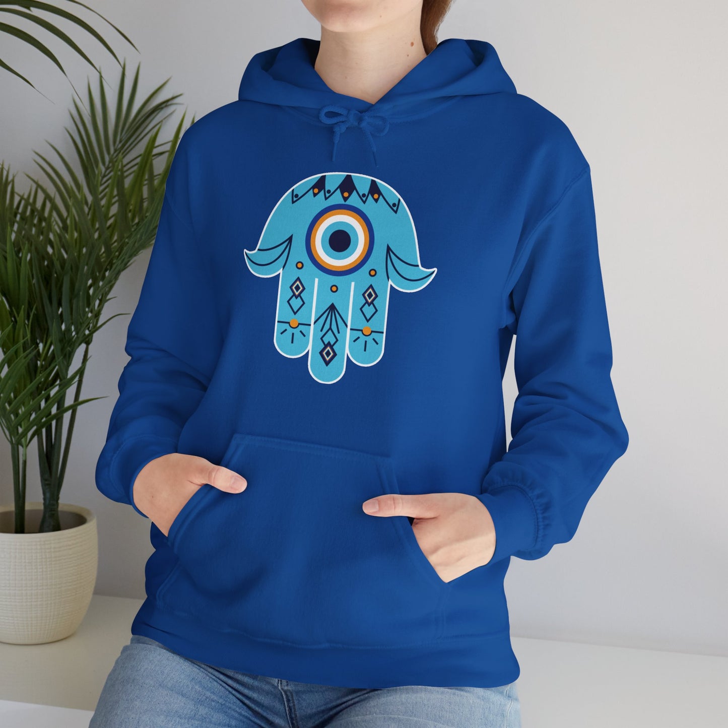 🧿Hand of Hamsa with Evil Eye Motif Protection Hoodie🧿🌙✨