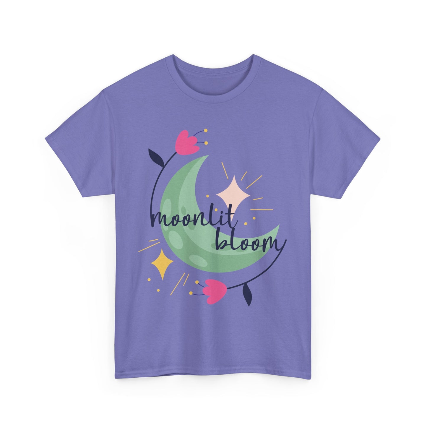 🌙Moonlit Bloom Heavy Cotton Tee - Where Magic and Growth Meet
