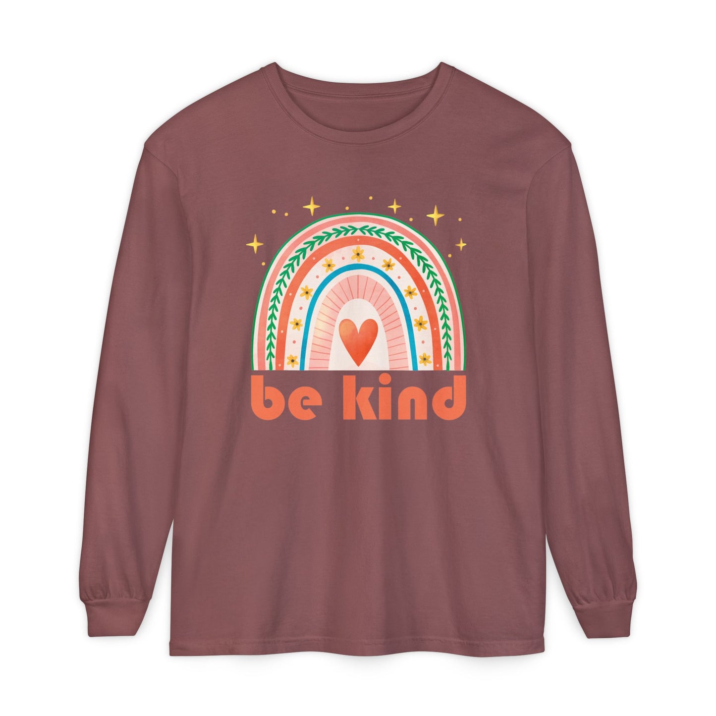 🌈Be Kind - Boho Rainbow Long Sleeve Tee