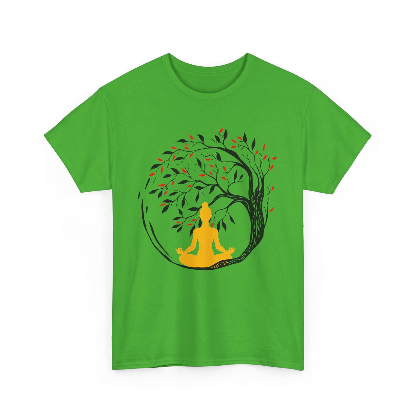 Rooted in Stillness - Meditation Tree Heavy Cotton Tee - Mindfulness Apparel