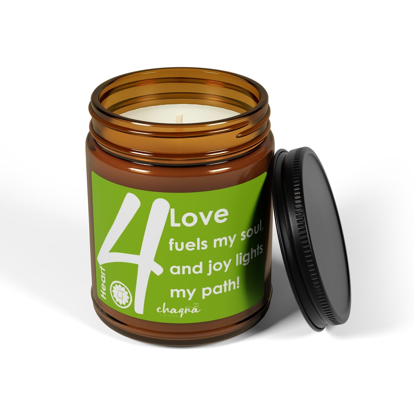 HEART CHAQRA Affirmation Candle 9oz. - "Love fuels my soul, and joy lights my path!" - Scented Soy Candle
