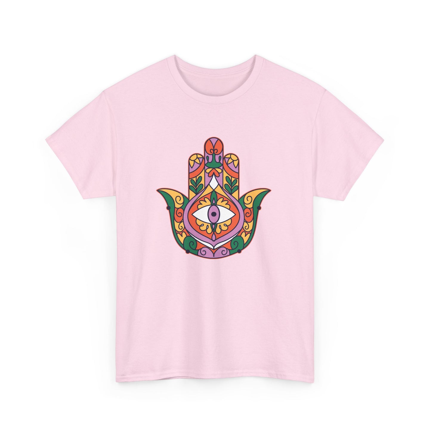 Guardian Spirit Heavy Cotton Tee - Hamsa Hand with Eye
