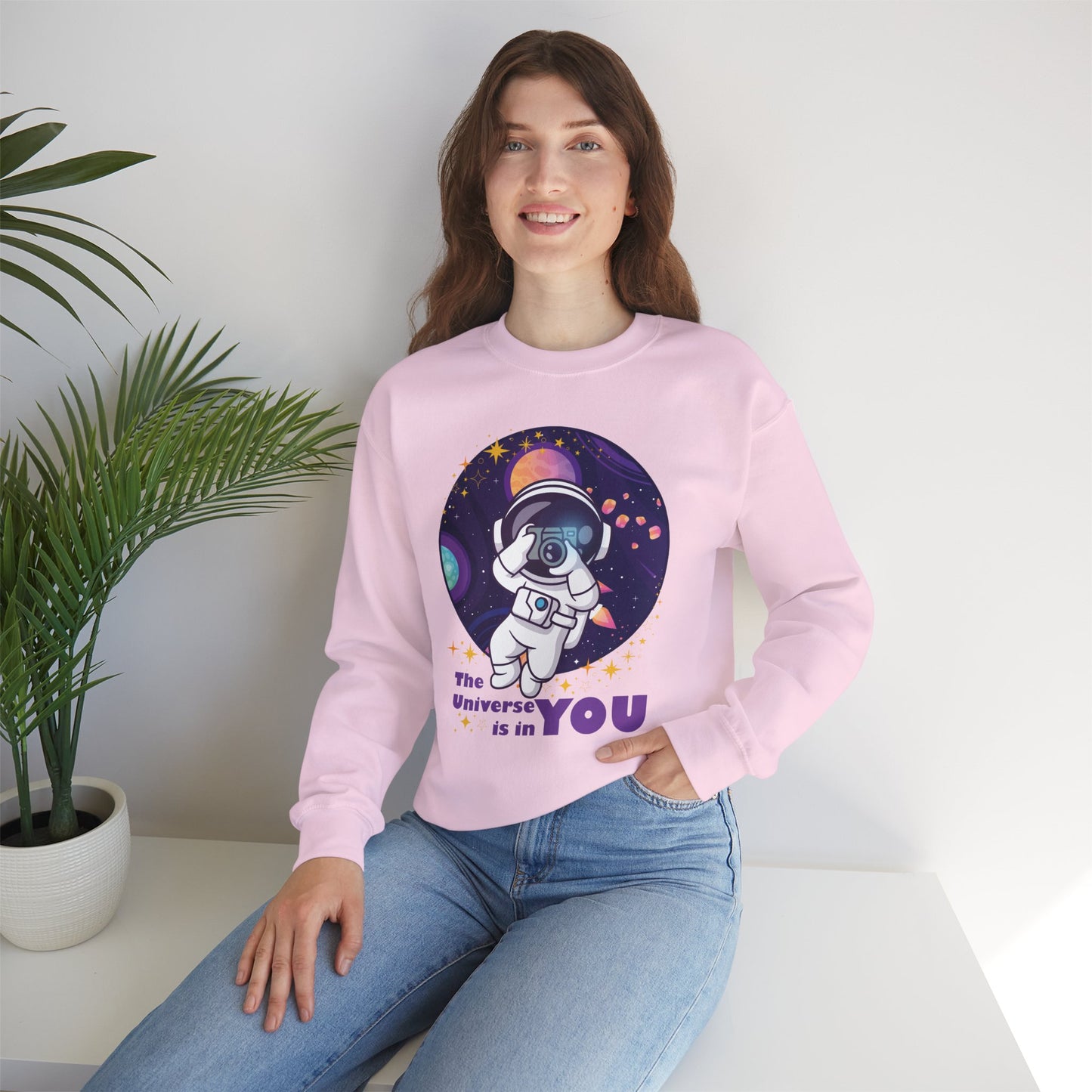 🌌"The Universe Is In YOU" Cosmic Camera📷 Crewneck Sweatshirt