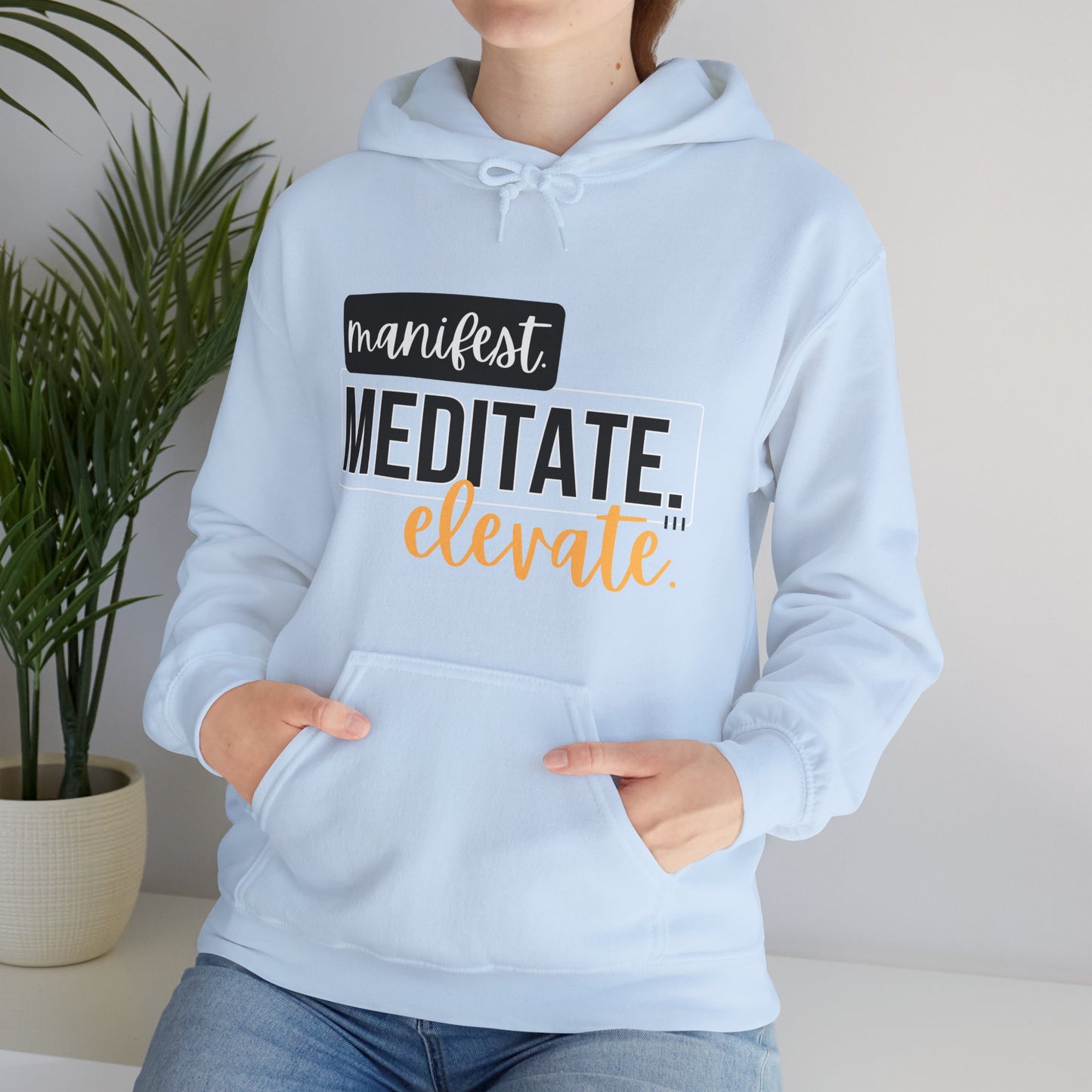 ✨Manifest. Meditate. Elevate. Hoodie – A Wearable Mantra for Mindful Living🌿