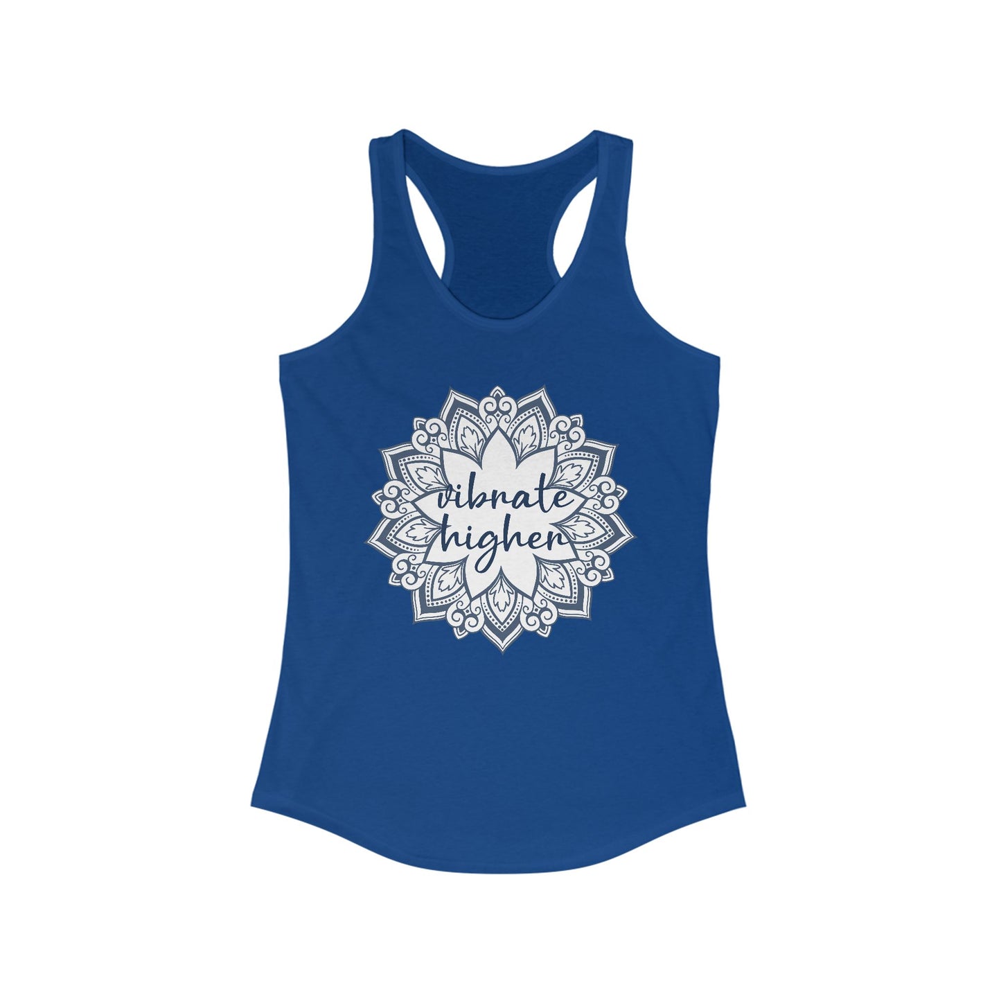 "Vibrate Higher" - Mandala Energy for Elevated Living - Vibrant Women's Racerback Tank