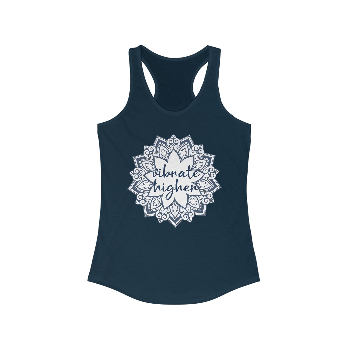 "Vibrate Higher" - Mandala Energy for Elevated Living - Vibrant Women's Racerback Tank