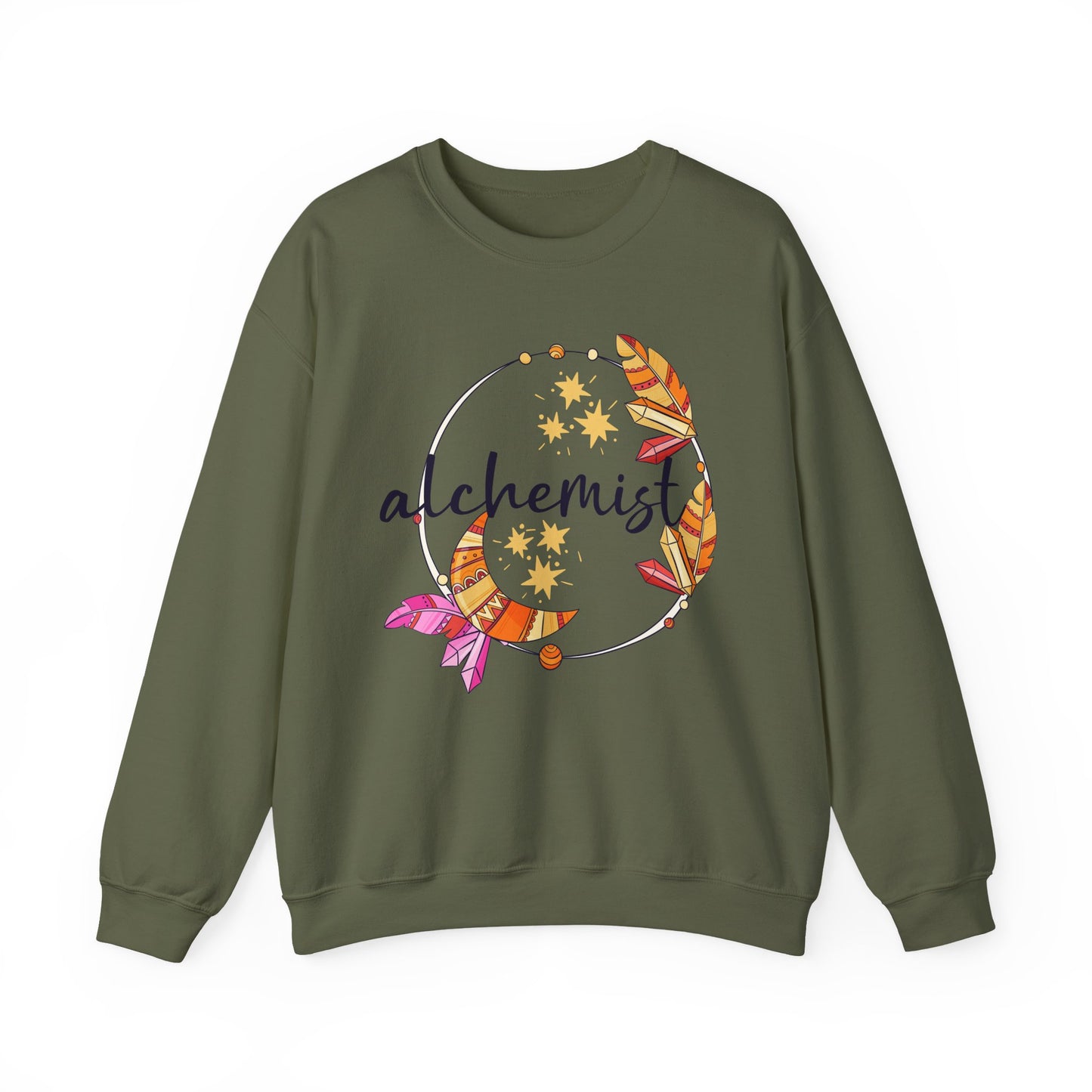 🌙The Inner Alchemist - Boho Crystal Moon Crewneck Sweatshirt