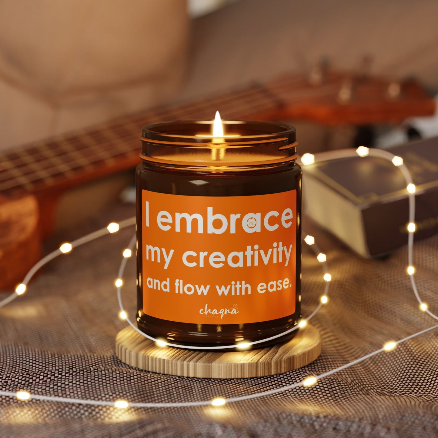 SACRAL CHAQRA Affirmation Candle 9oz. - "I embrace my creativity and flow with ease." - Scented Soy Candle