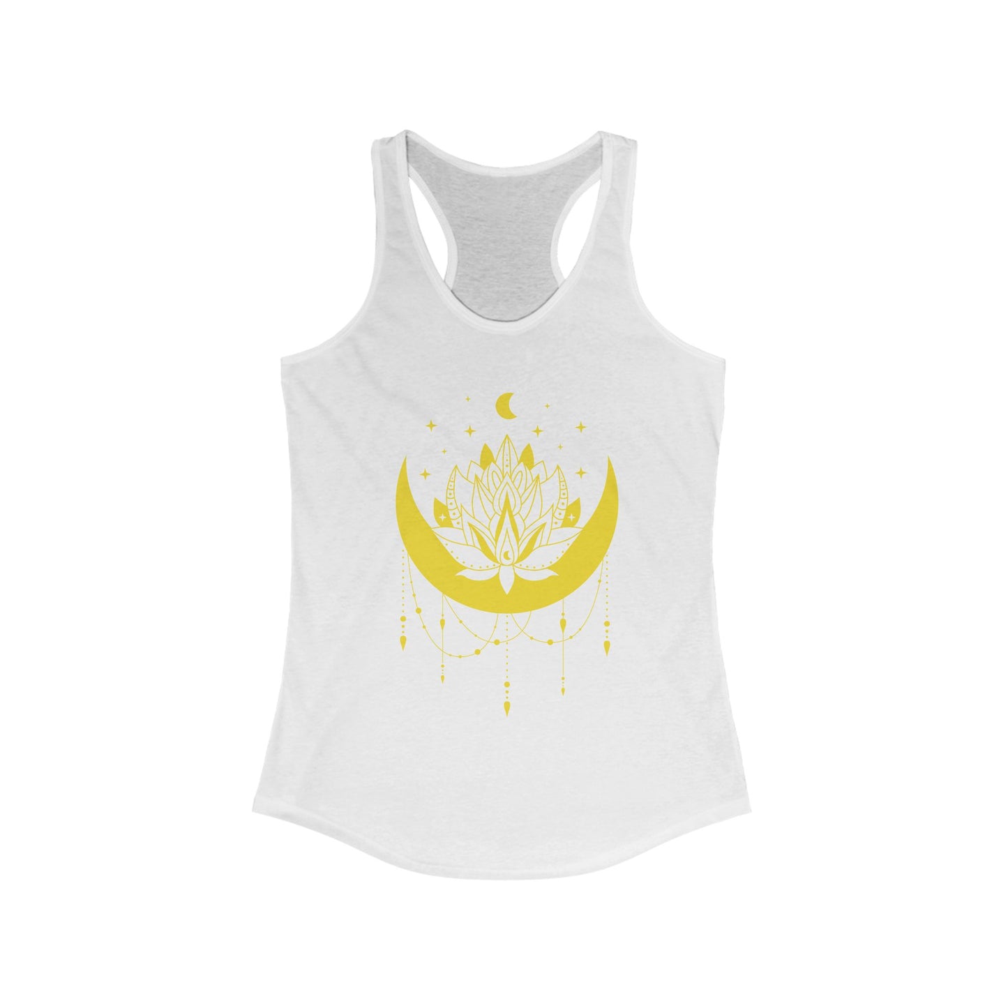 BOHO Moon & Lotus Racerback Tank – Soft Elegance for Mindful Living