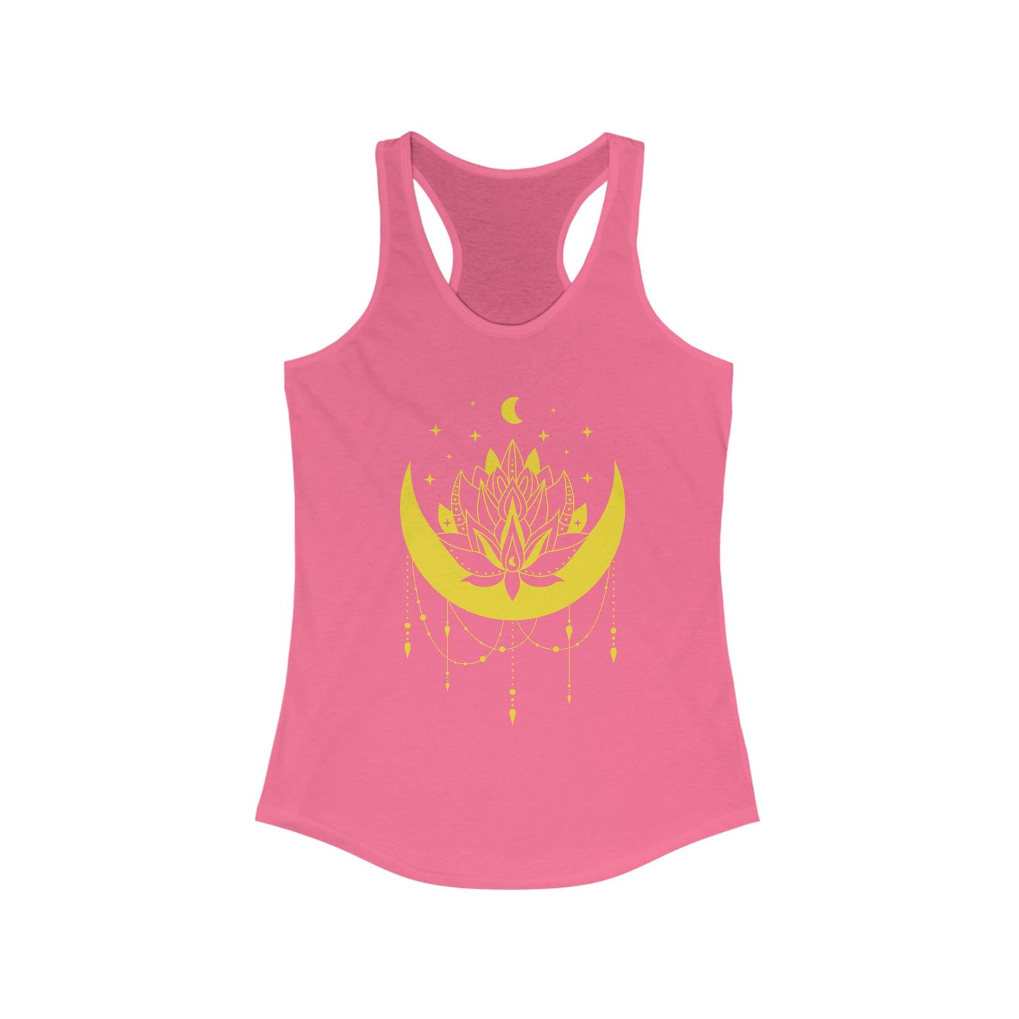 BOHO Moon & Lotus Racerback Tank – Soft Elegance for Mindful Living