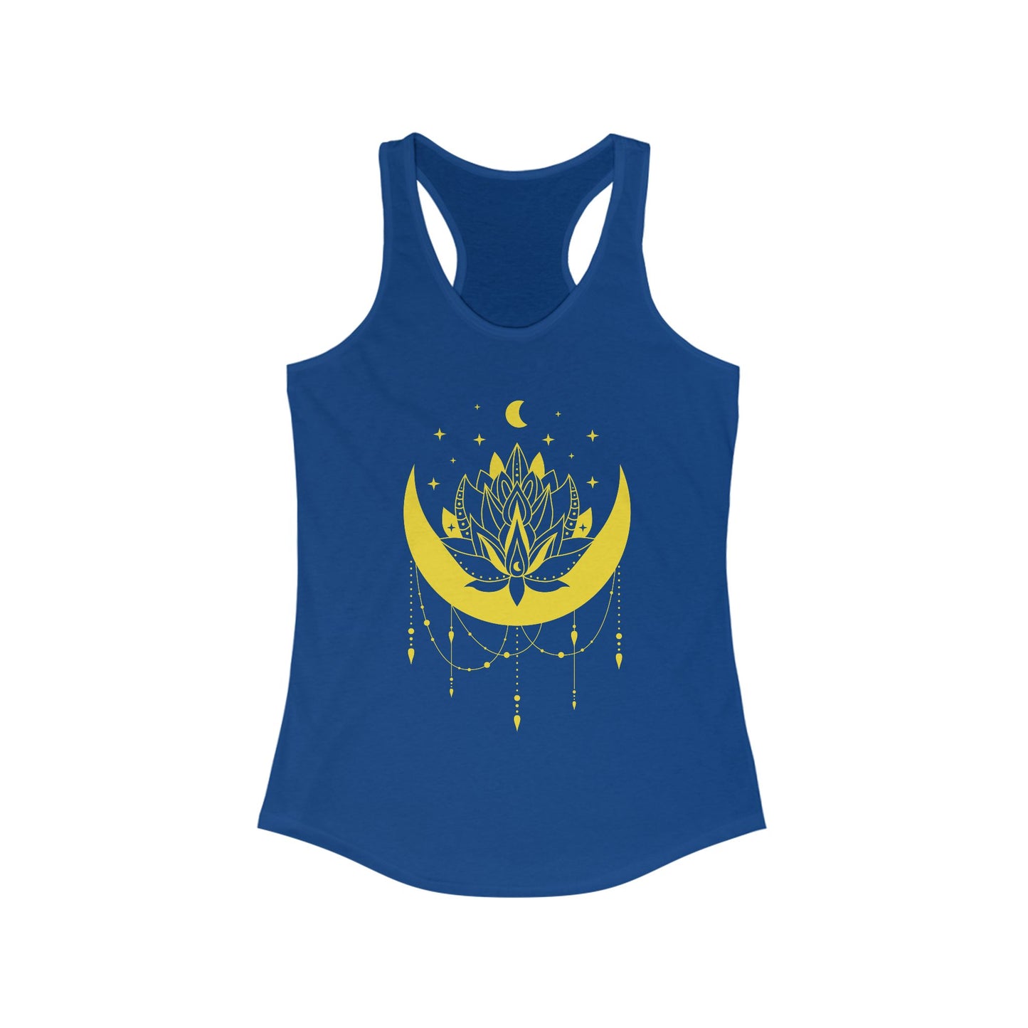 BOHO Moon & Lotus Racerback Tank – Soft Elegance for Mindful Living