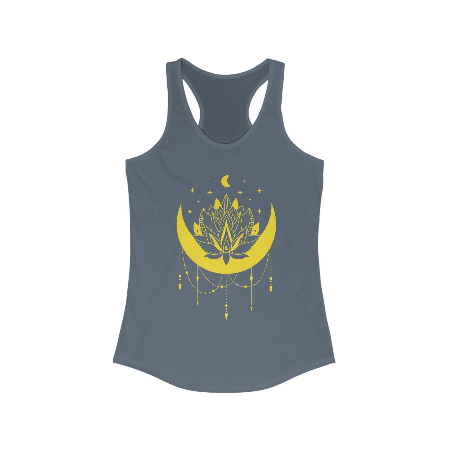 BOHO Moon & Lotus Racerback Tank – Soft Elegance for Mindful Living