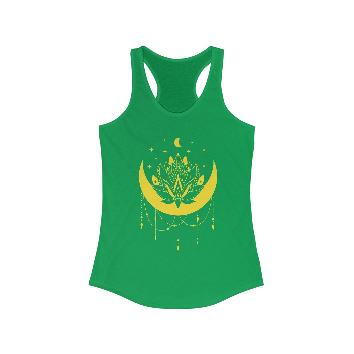 BOHO Moon & Lotus Racerback Tank – Soft Elegance for Mindful Living