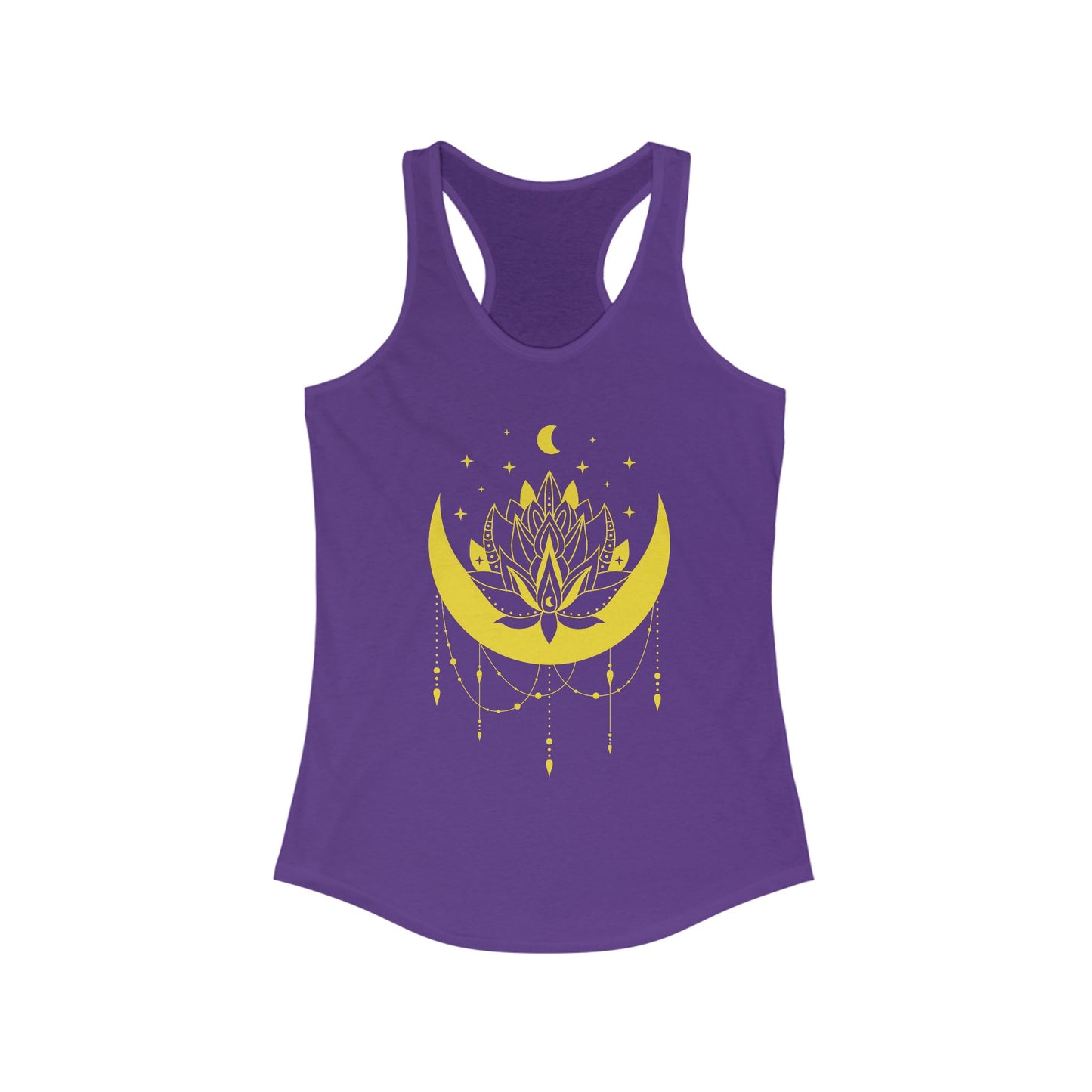 BOHO Moon & Lotus Racerback Tank – Soft Elegance for Mindful Living