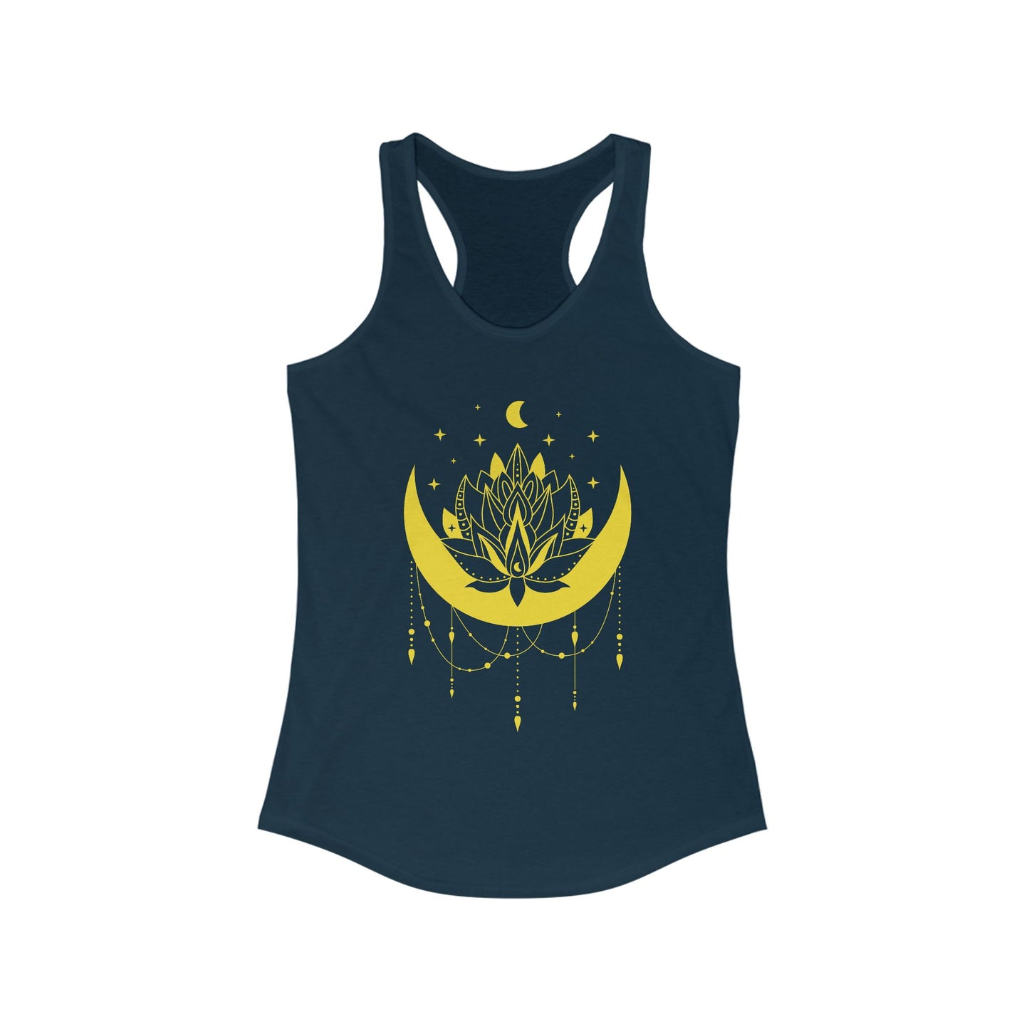 BOHO Moon & Lotus Racerback Tank – Soft Elegance for Mindful Living