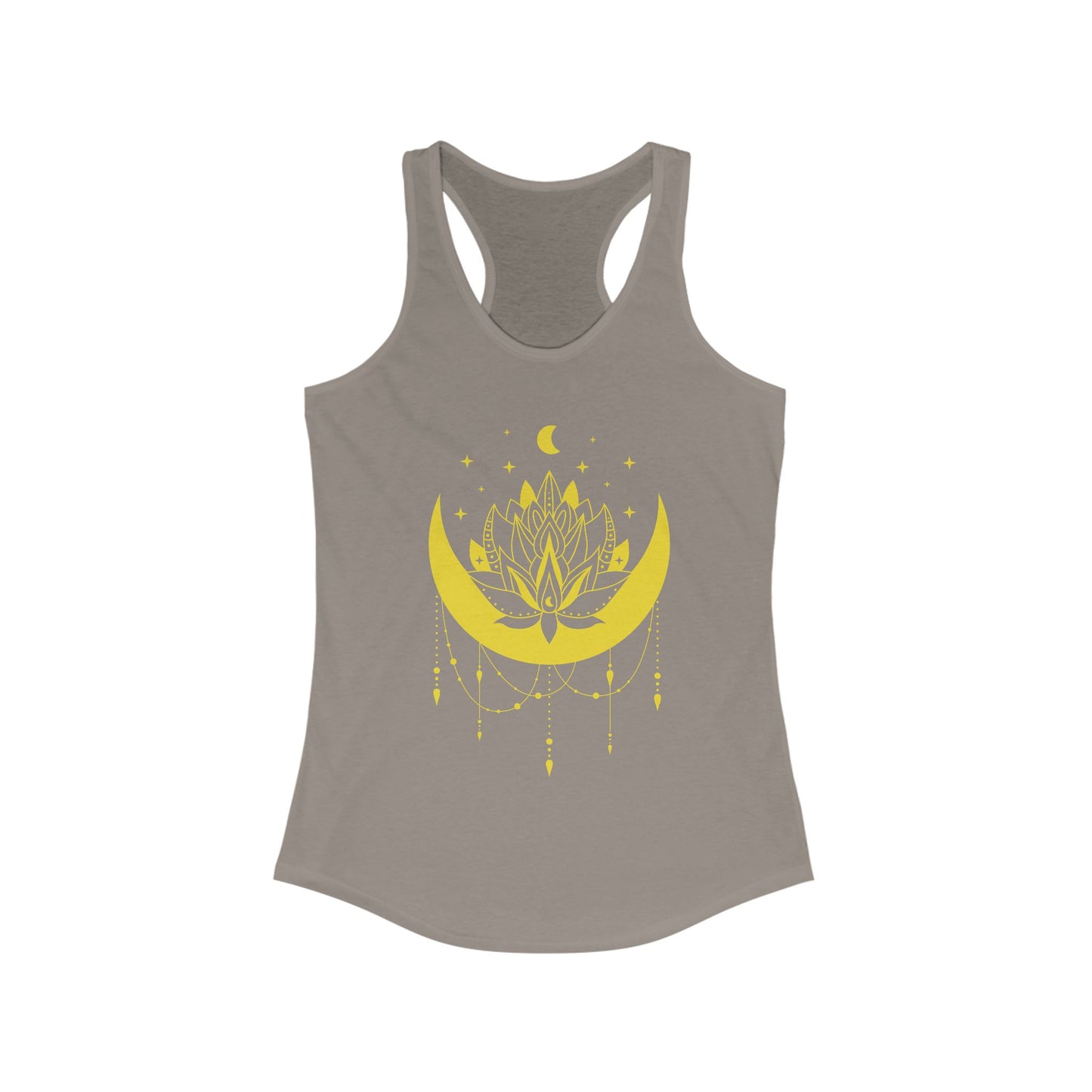 BOHO Moon & Lotus Racerback Tank – Soft Elegance for Mindful Living