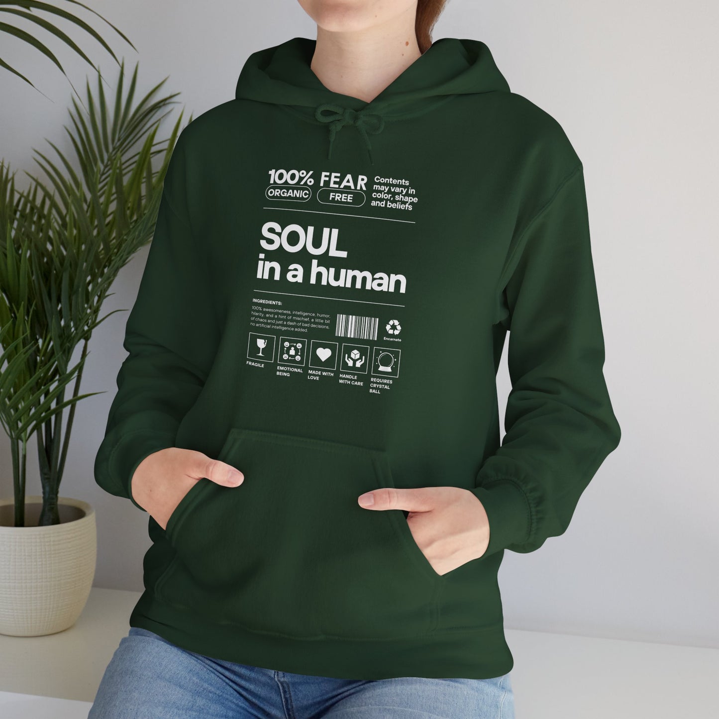 🌿Soul in a Human – Nutrition Facts Hoodie💫✨