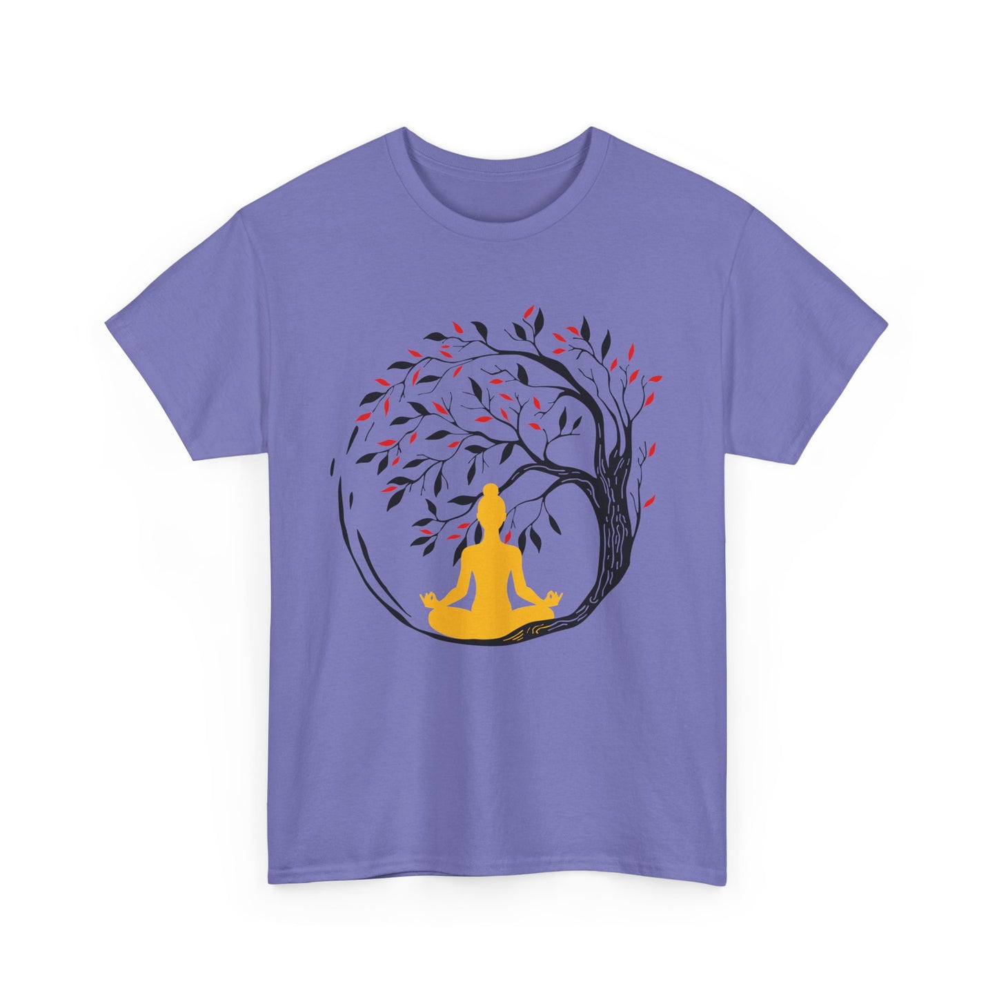 Rooted in Stillness - Meditation Tree Heavy Cotton Tee - Mindfulness Apparel