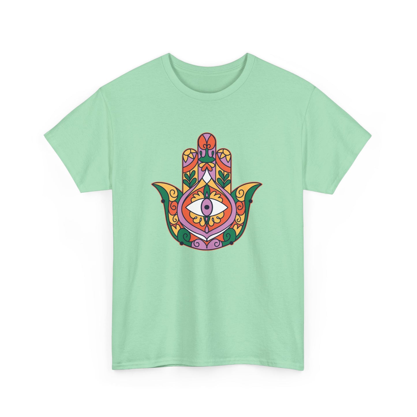 Guardian Spirit Heavy Cotton Tee - Hamsa Hand with Eye