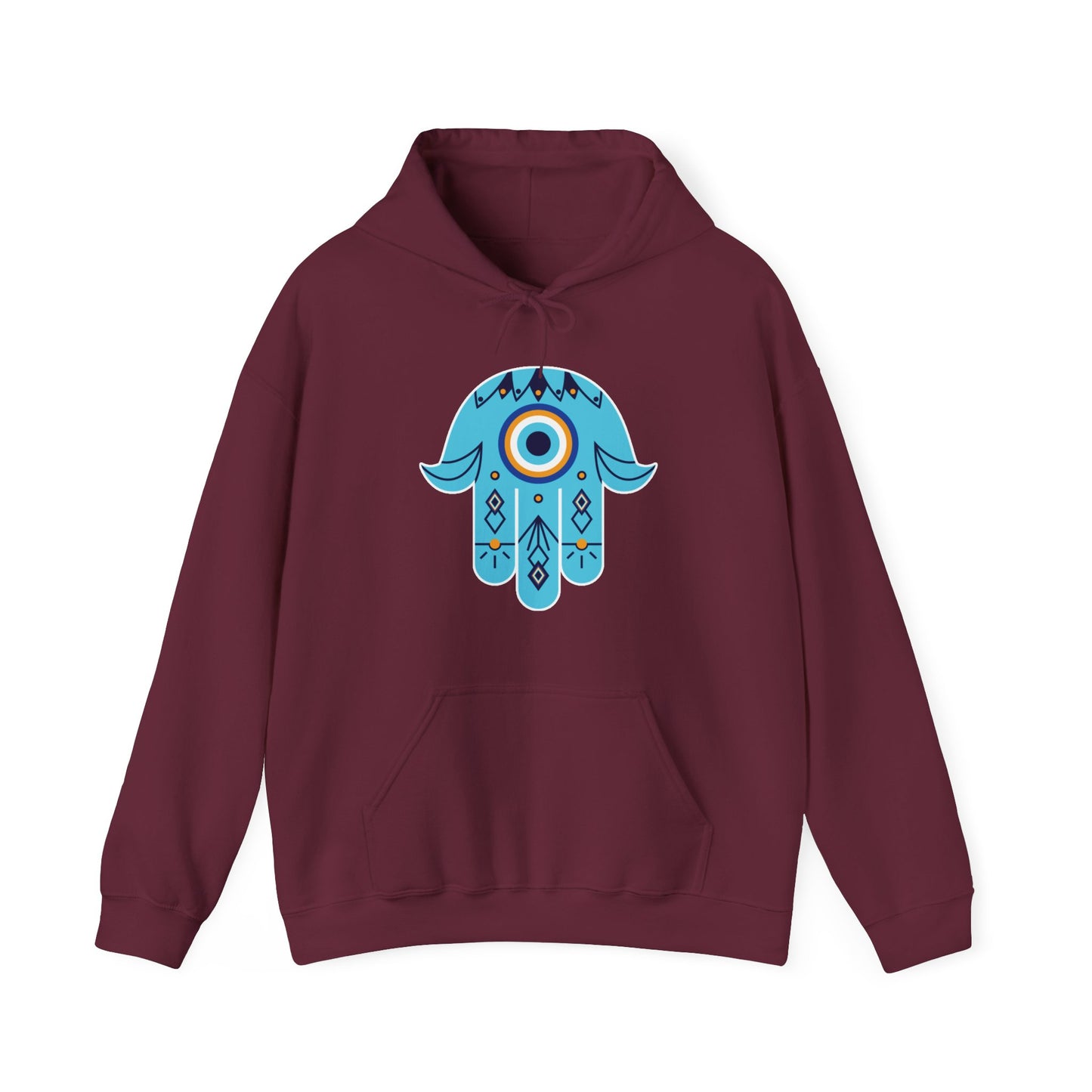 🧿Hand of Hamsa with Evil Eye Motif Protection Hoodie🧿🌙✨