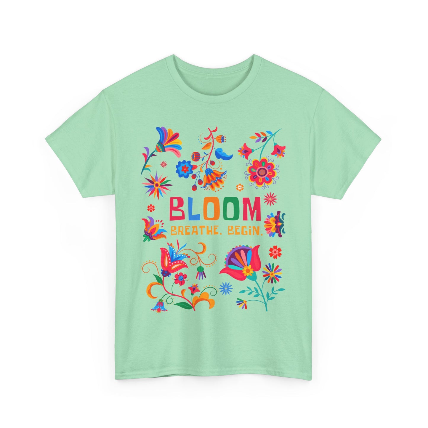 "Bloom. Breathe. Begin." Heavy Cotton Tee - A Fresh Start in Every Thread
