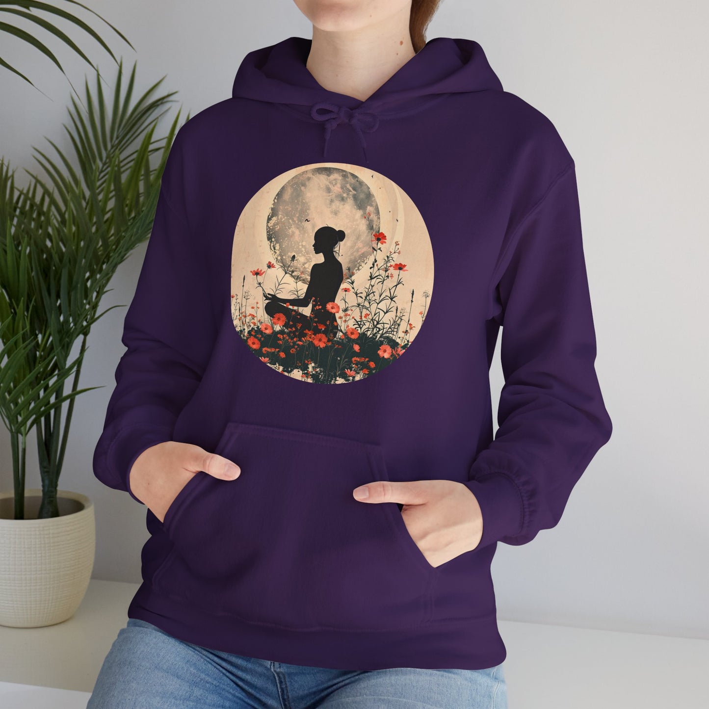 🌕Moonlit Meditation Hoodie – Divine Feminine Stillness & Strength✨🌹🧘🏾‍♀️
