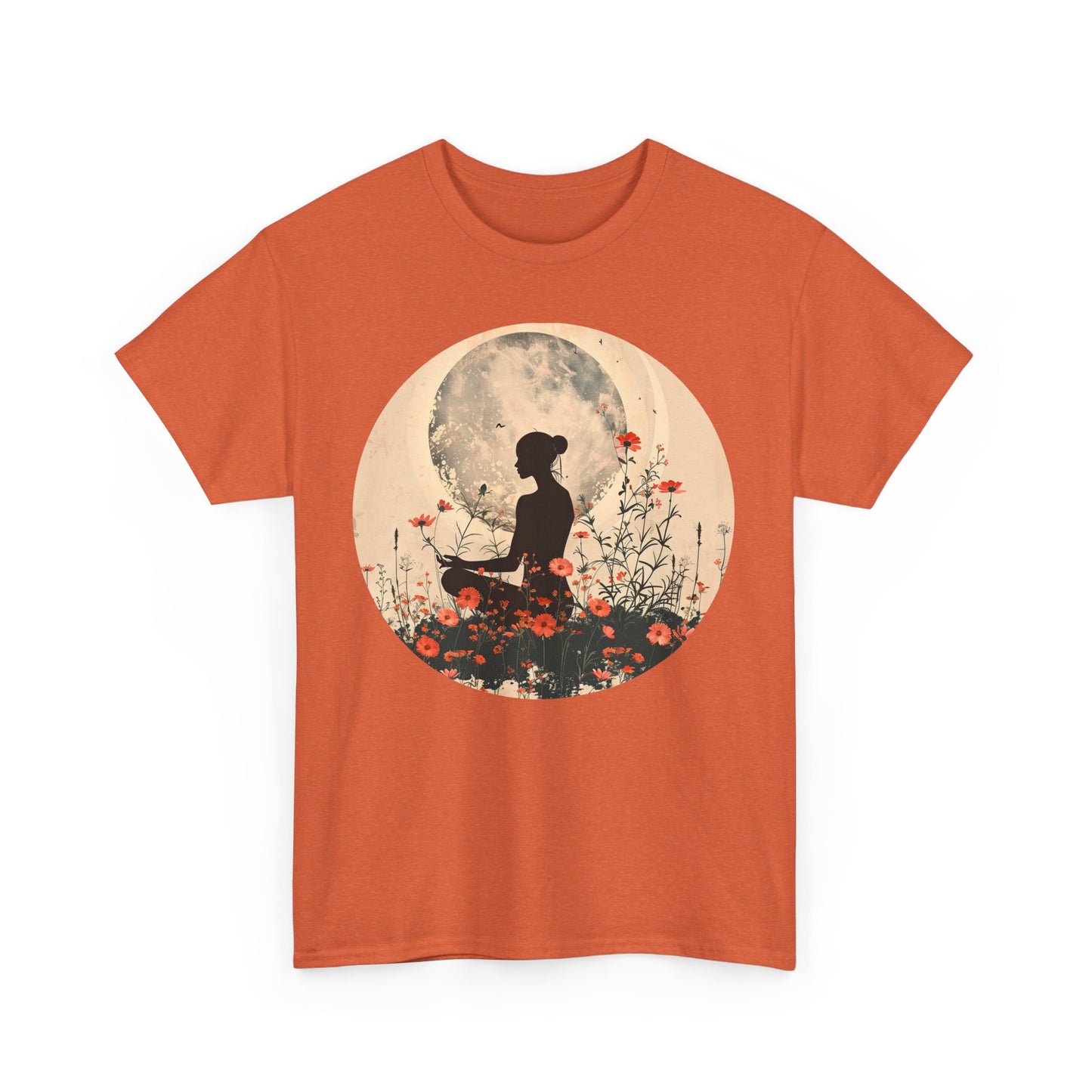 🌕"Moonflower Muse" Heavy Cotton Tee - Where Stillness Blooms