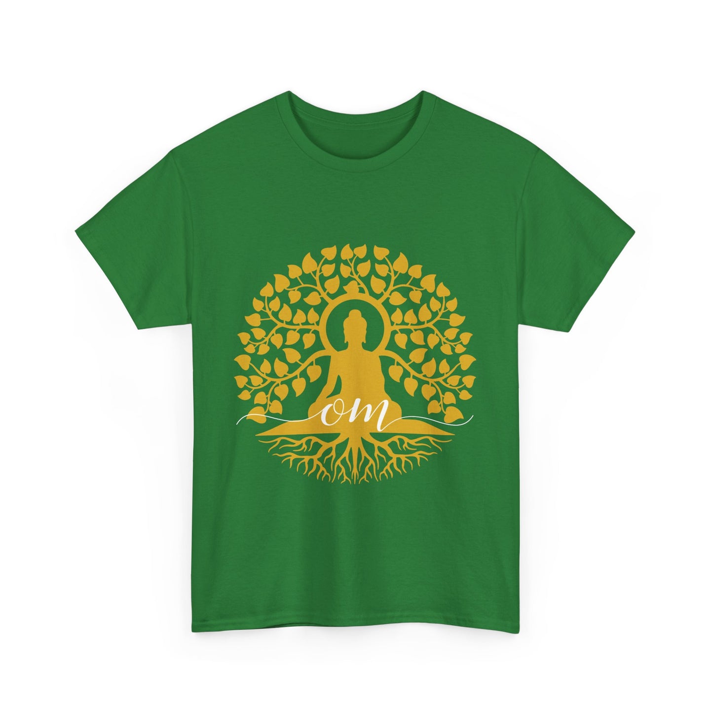 Rooted in Om - Buddha Under the Bodhi Tree Heavy Cotton Tee