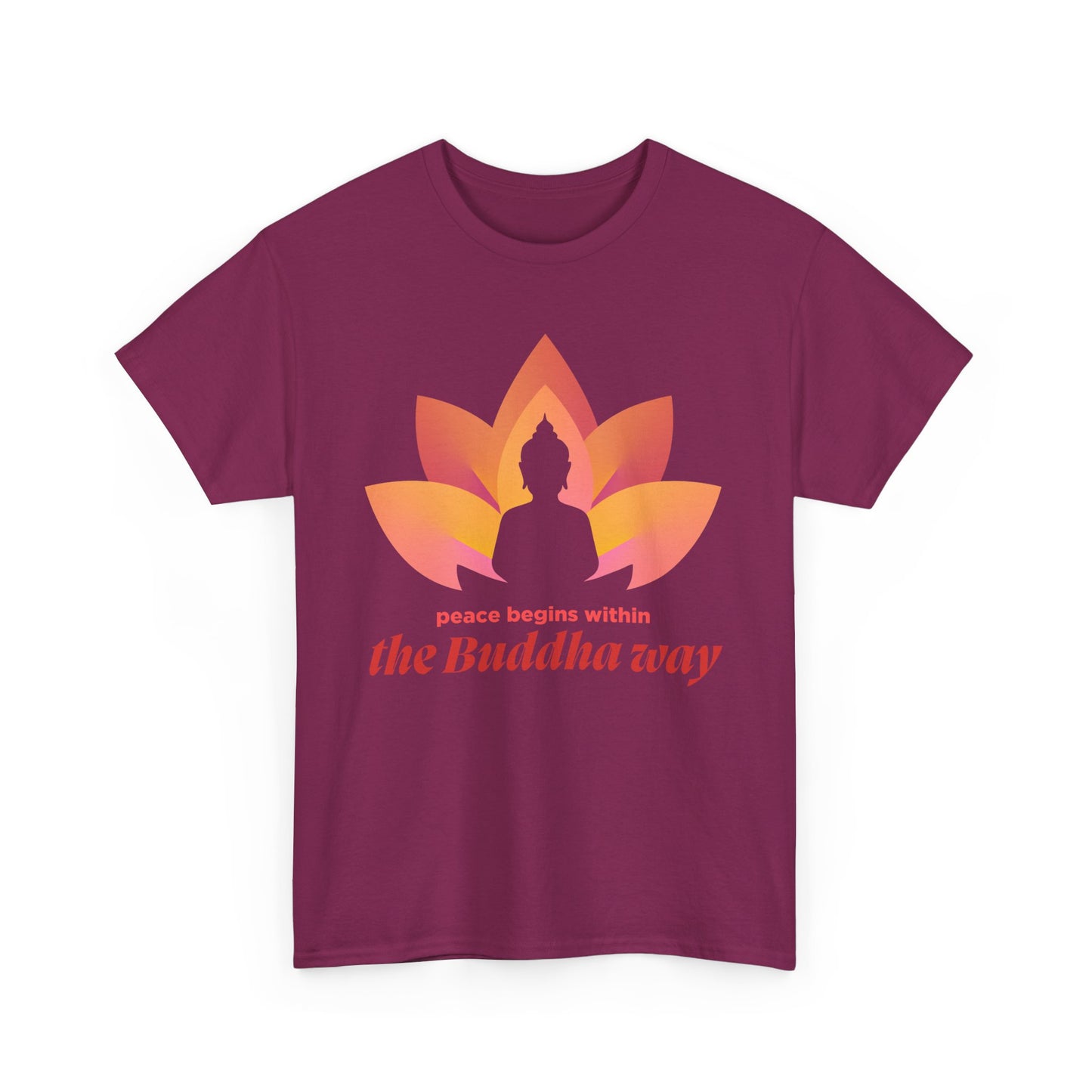 Buddha Peace Within Heavy Cotton Tee - Embrace the Path of Serenity