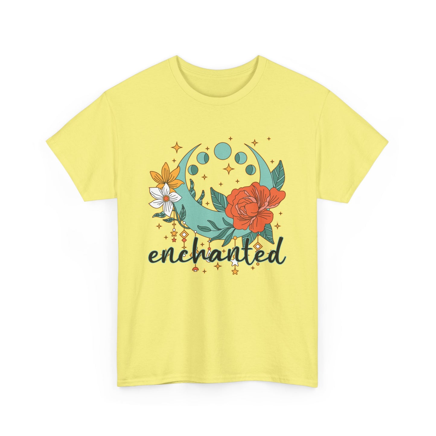 Enchanted Moon Phases Heavy Cotton Tee - Boho Magic in Motion