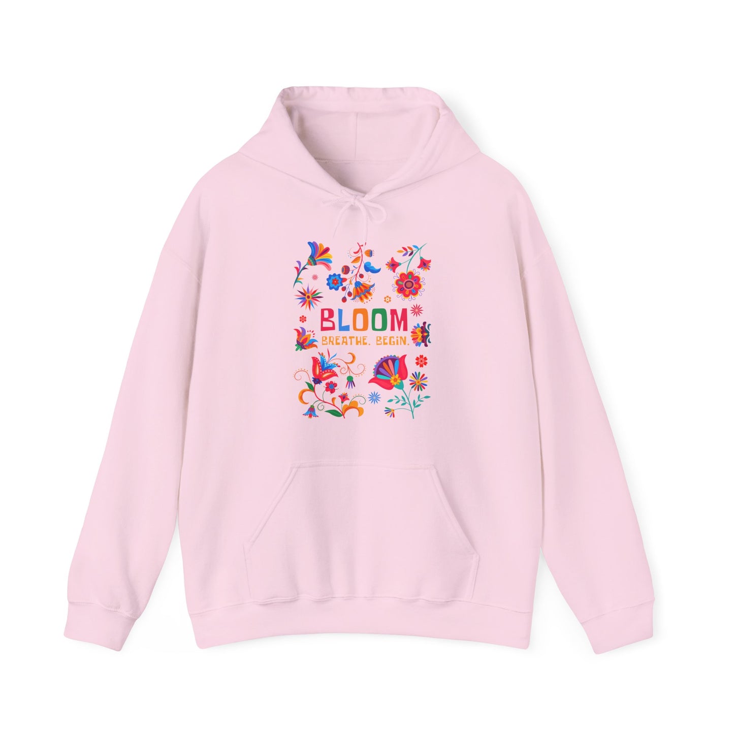 🌸✨Bloom. Breathe. Begin. – Vibrant Folk Floral Unisex Hoodie🌞🌿