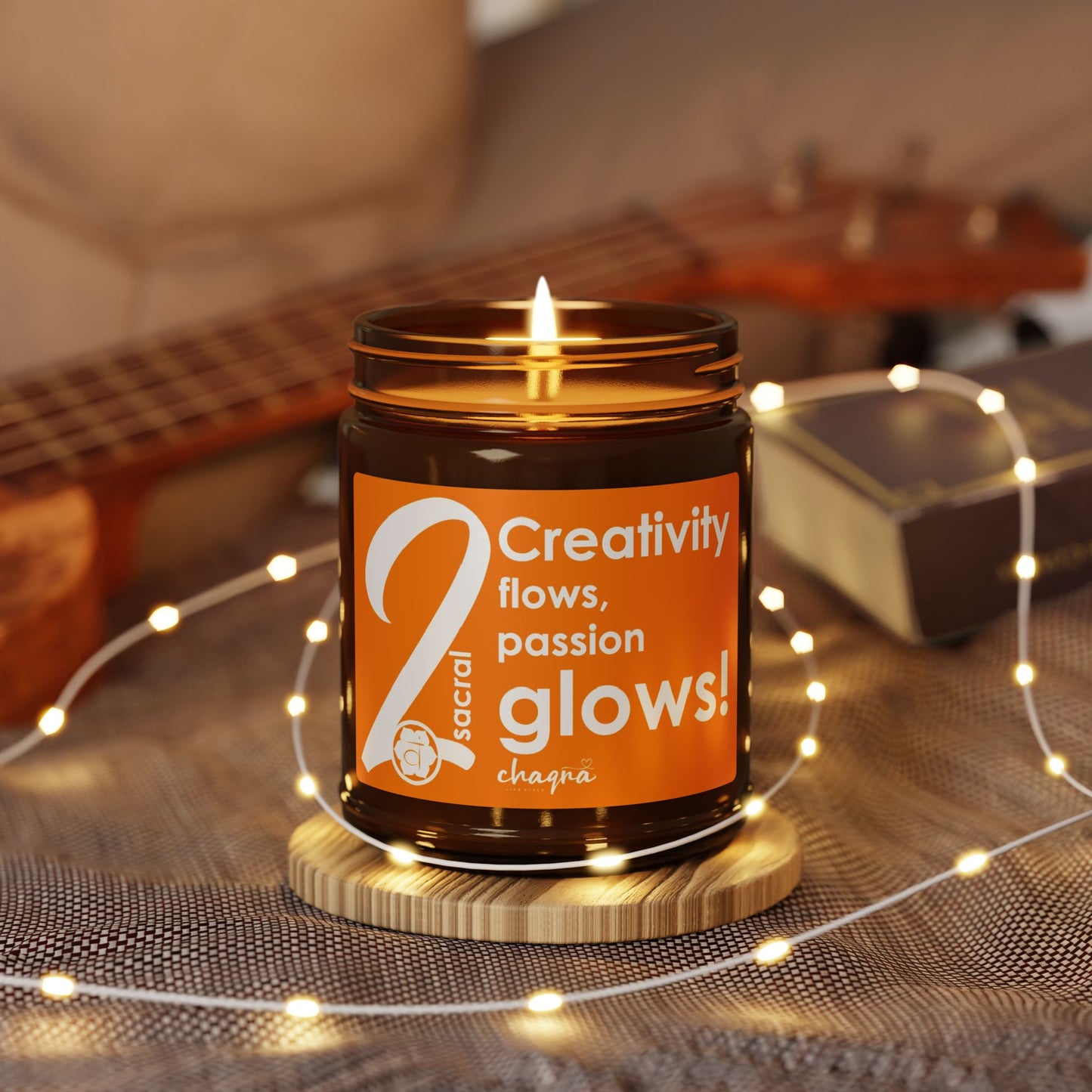 SACRAL CHAQRA Affirmation Candle 9oz.- "Creativity flows, passion glows!" - Scented Soy Candle