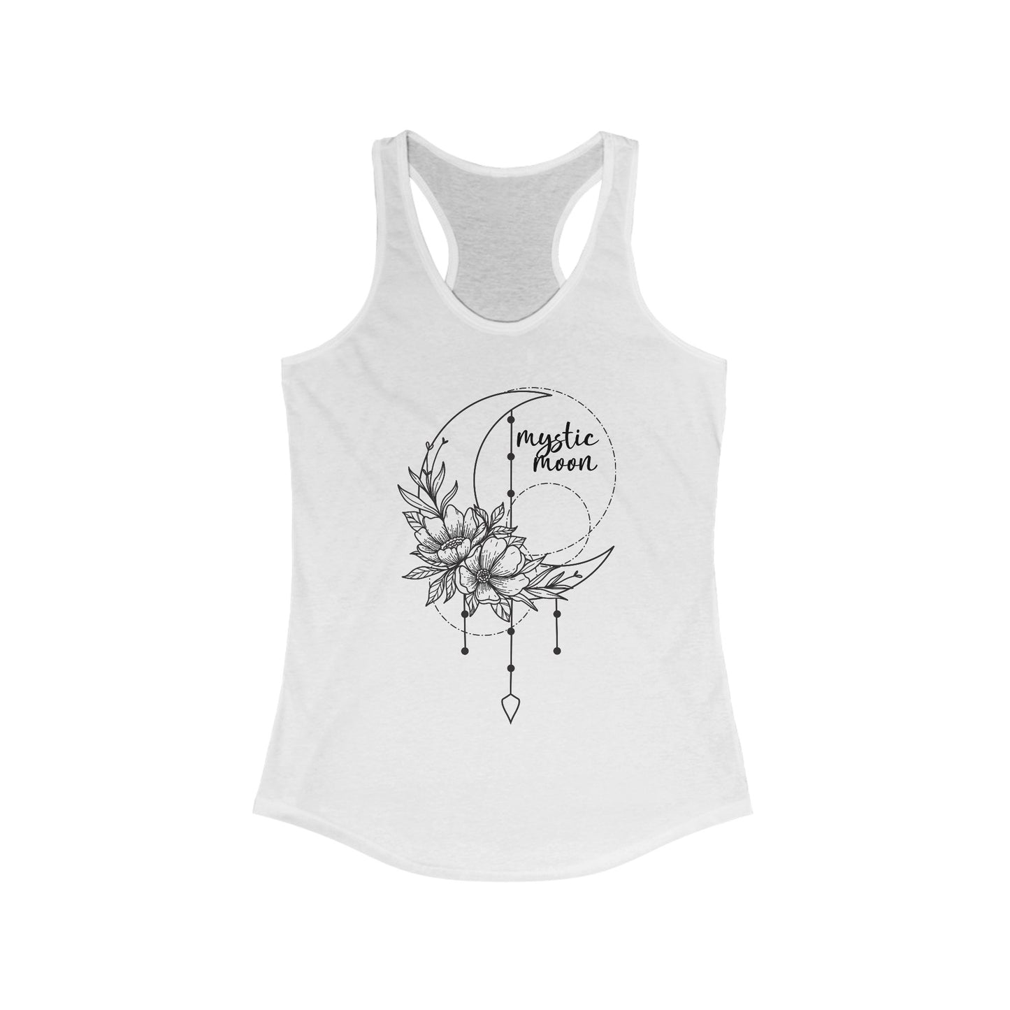 Mystic New Moon – BOHO Floral Racerback Tank for the Wild & Wise Woman