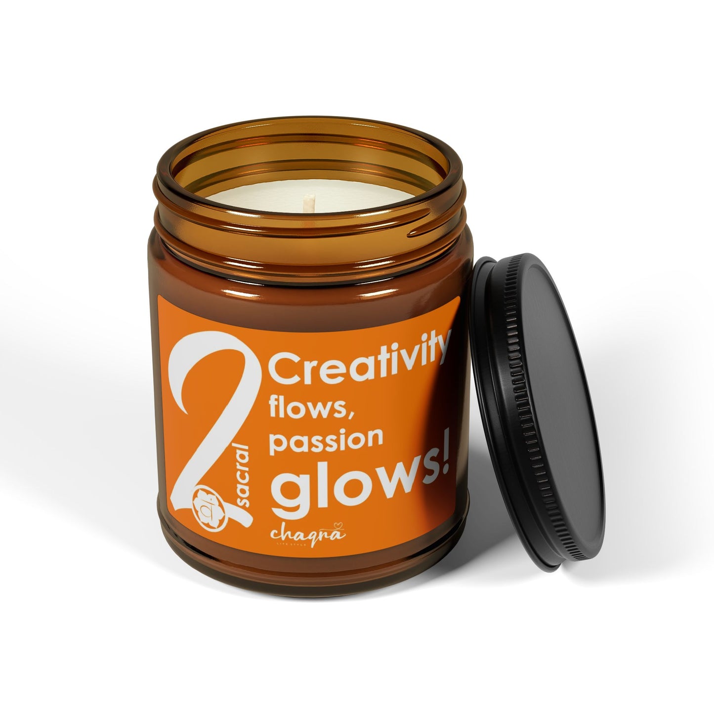 SACRAL CHAQRA Affirmation Candle 9oz.- "Creativity flows, passion glows!" - Scented Soy Candle