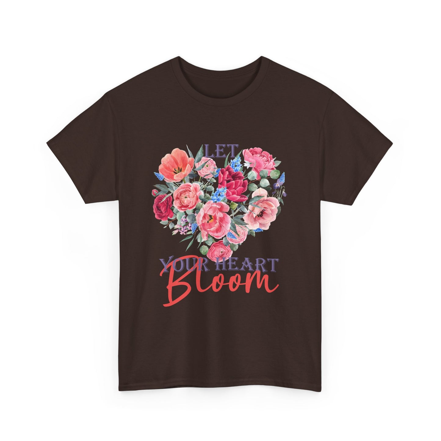 "Let Your Heart Bloom" - Floral & Love Heavy Cotton Tee