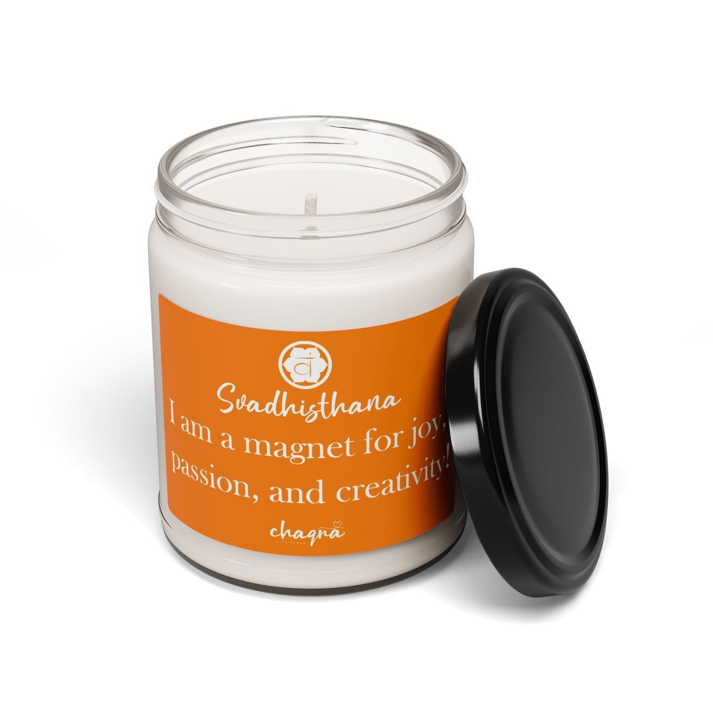 Svadhisthana CHAQRA Affirmation Candle 9oz. - "I am a magnet for joy, passion, and creativity!" - Scented Soy Candle