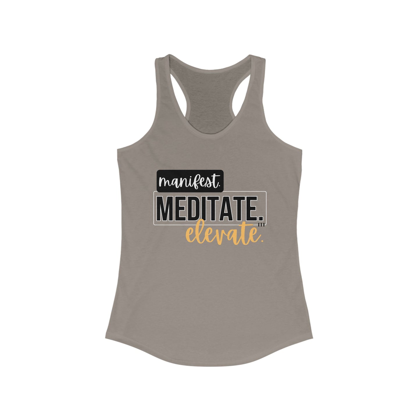 "Manifest, Meditate, Elevate" - Women's Racerback Tank - Empower Your Daily Ritual