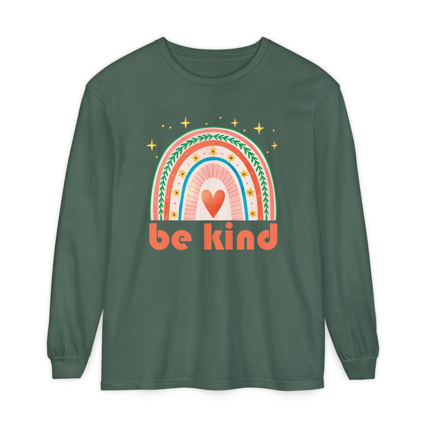 🌈Be Kind - Boho Rainbow Long Sleeve Tee