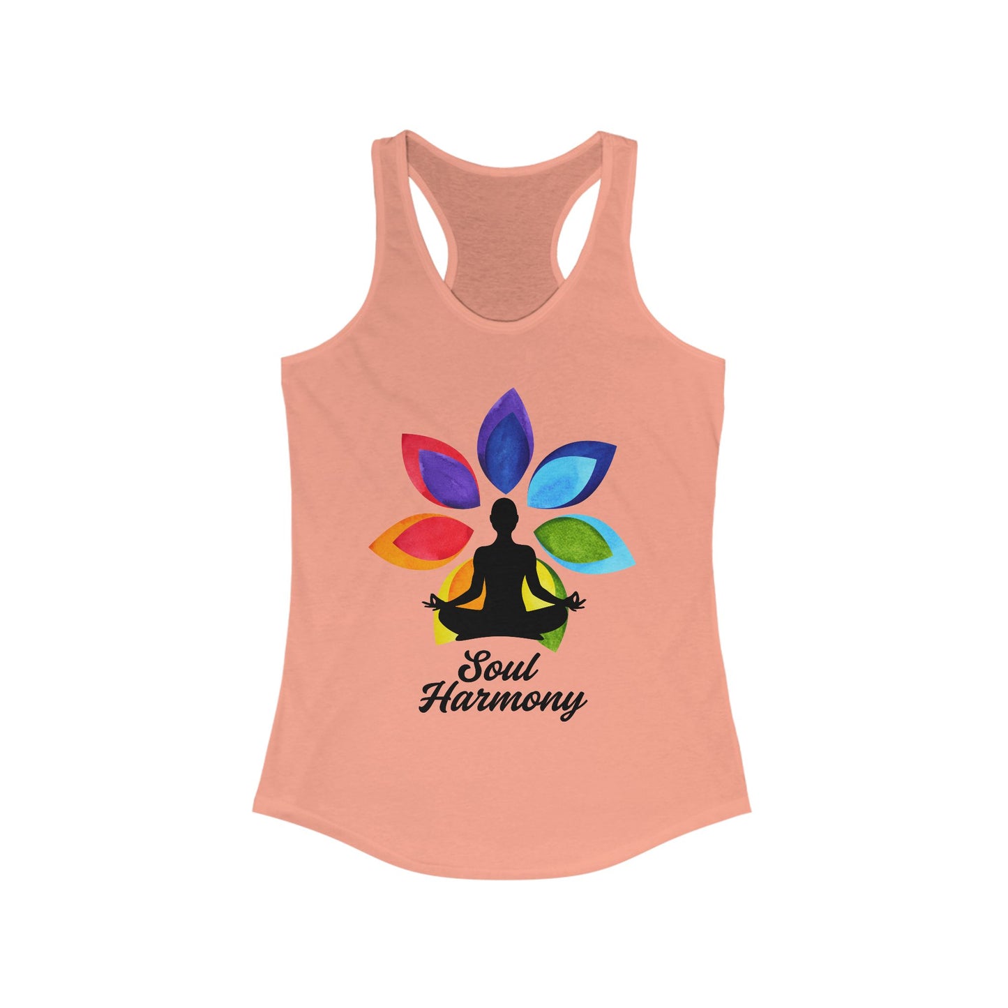 “Soul Harmony” Racerback Tank - Meditating Figure with Vibrant Mandala Flower Design